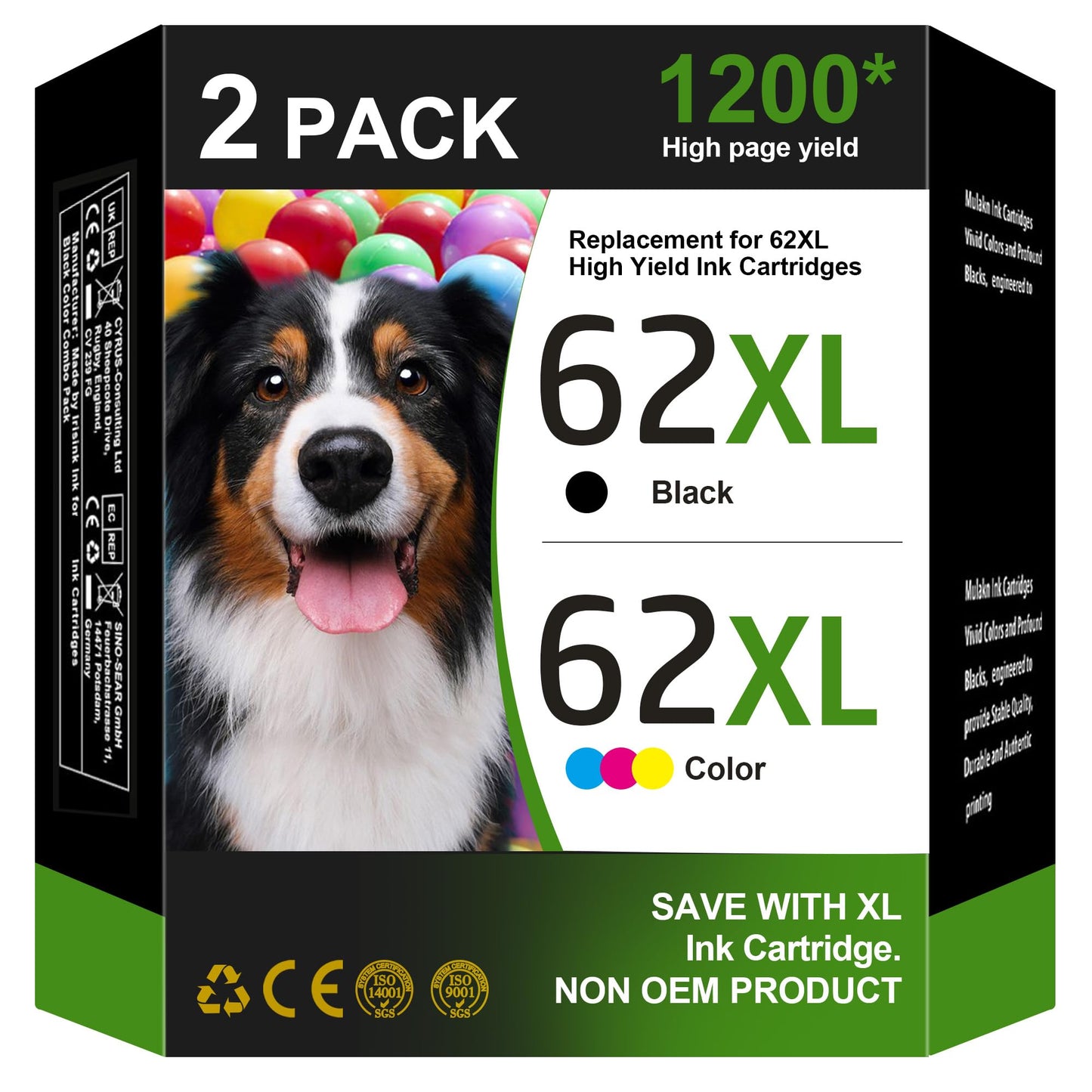 62XL Ink Cartridges Black and Color Replacement Envy 5540 Ink OfficeJet 5740 Ink Inktrack for HP 62XL Ink Cartridge Fit for Envy 7640 5540 5640 5660 5560 5642 OfficeJet 5740 5746 5745 Printer