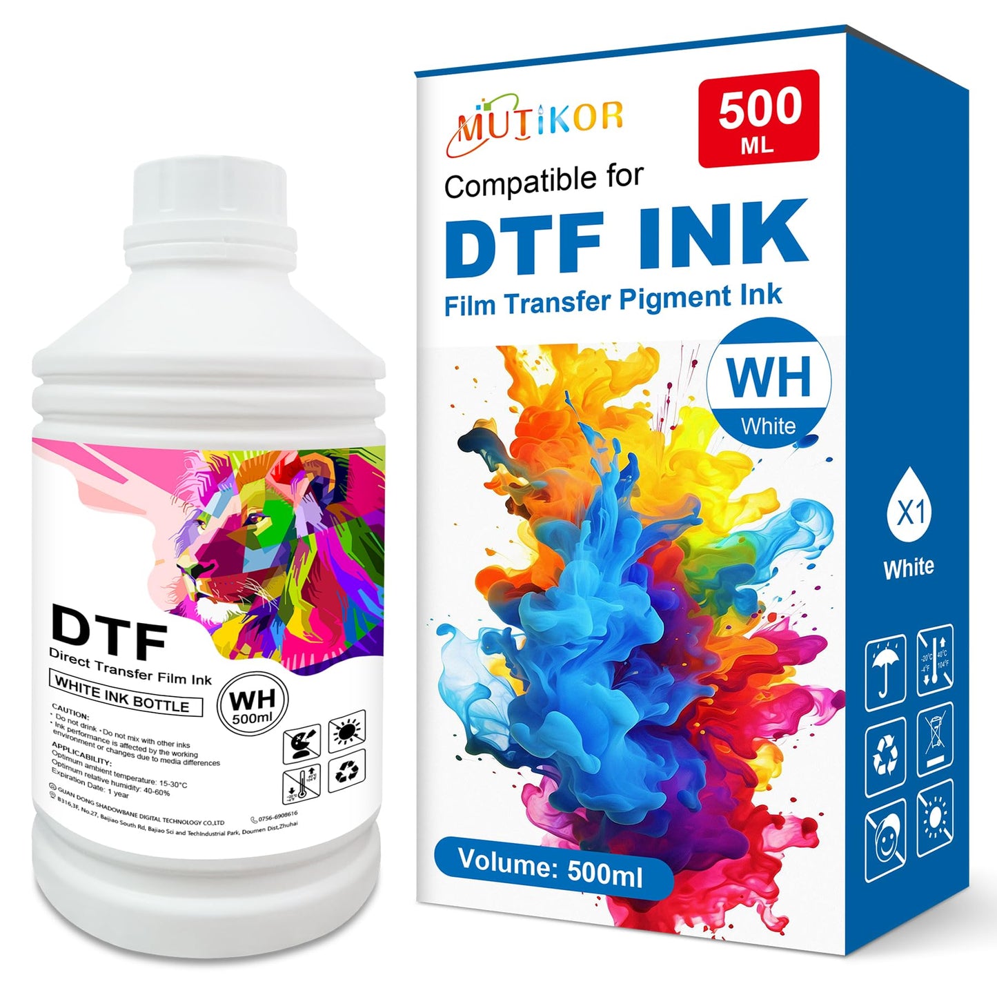 DTF White Ink 500ml, Compatible Replacements for Printers et-8500 et-8550 3020 l1000 l1800 xp15000, White DTF Refill for L805 XP600 DX7 DX5, 1 Pack Heat Transfer Ink Conversion Kit Refill