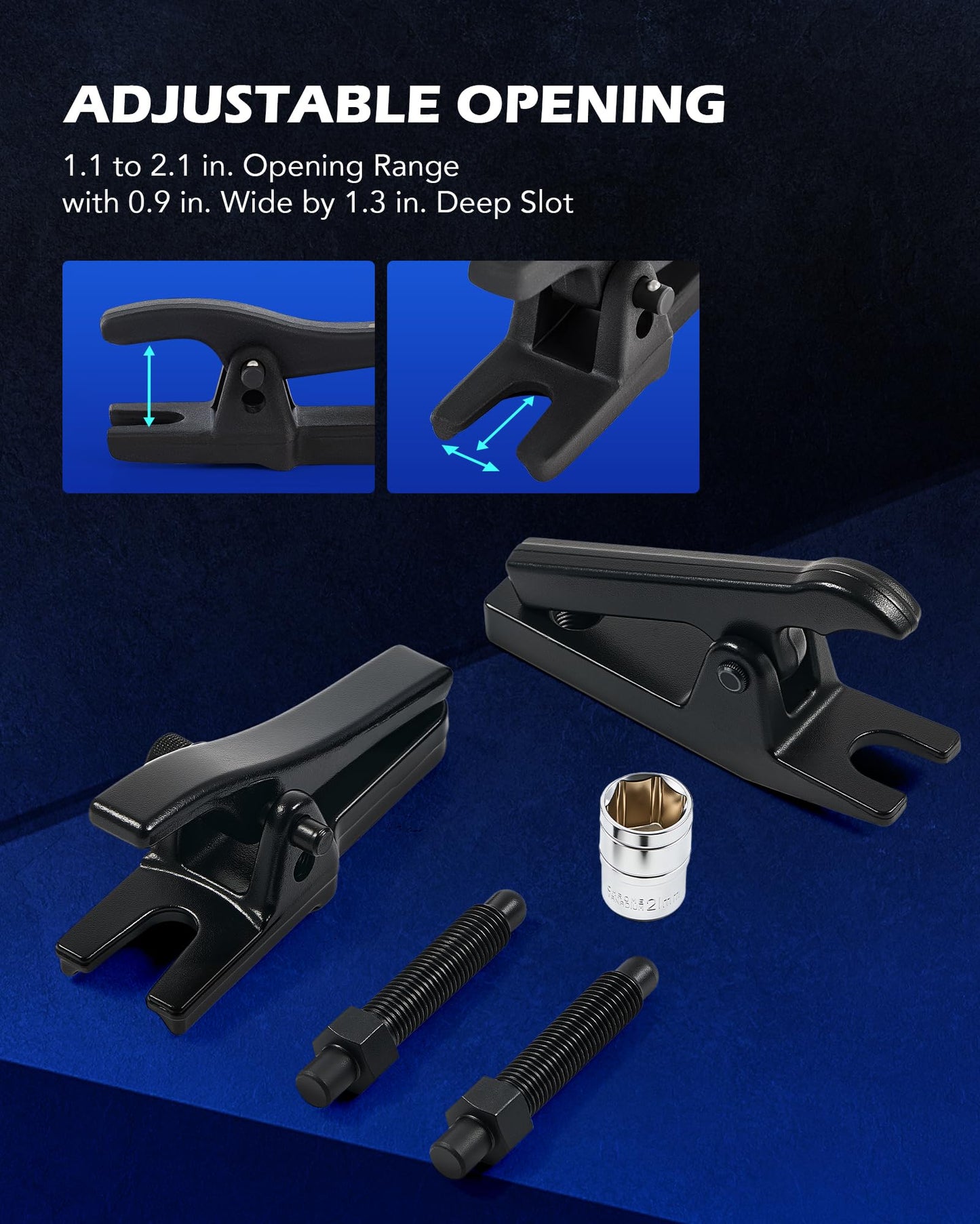 Orion Motor Tech Inner Tie Rod End Tool & Ball Joint Separator Set, 2-in-1 Tie Rod Removal Tool & Ball Joint Spread Tool Set, Ball Joint Removing Tool with 1/2" Drive Socket 3/8" Drive Tie Rod Clamp