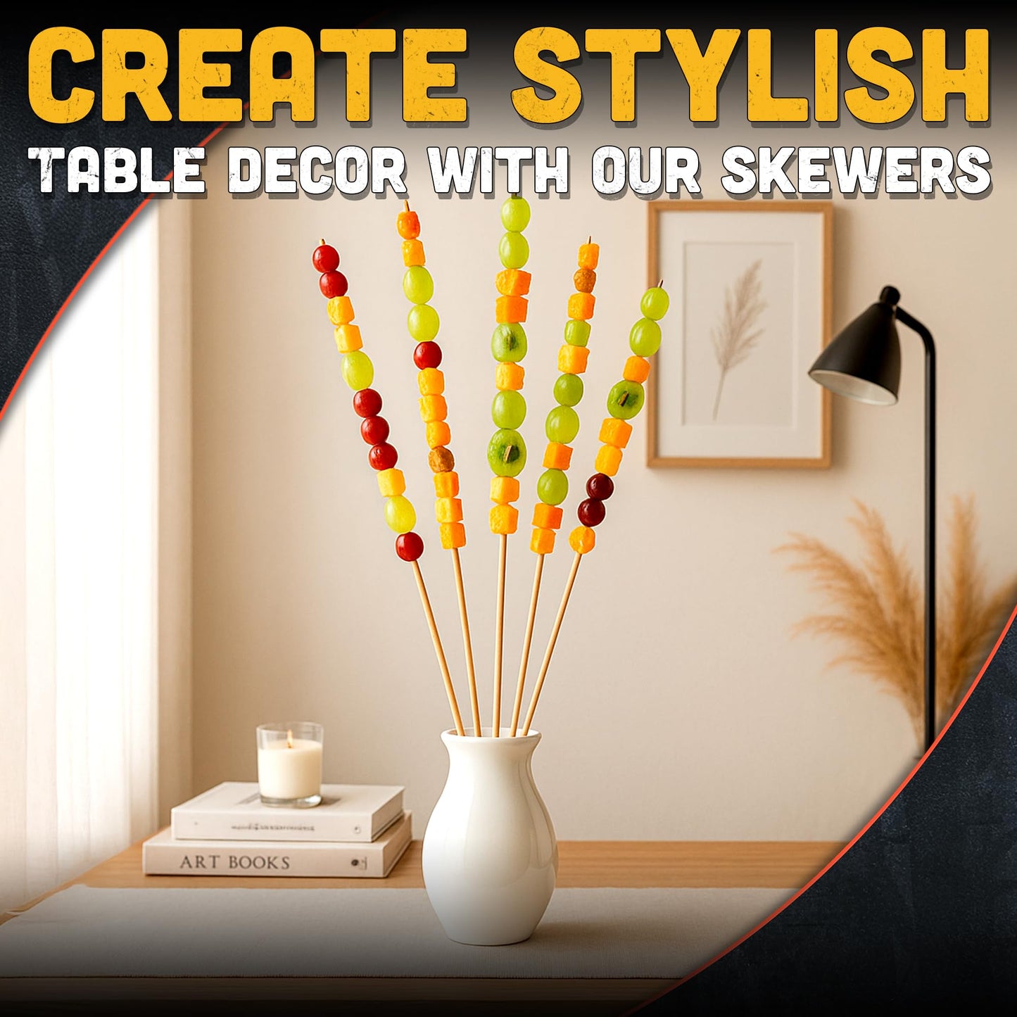 50 Pcs Bamboo Skewers for Grilling – 36 Inch Long Marshmallow Roasting Sticks for Campfire – Smores Sticks for Fire Pit to Making Kabobs, Hot Dog, Fruit, Crafts & Flower Bouquets