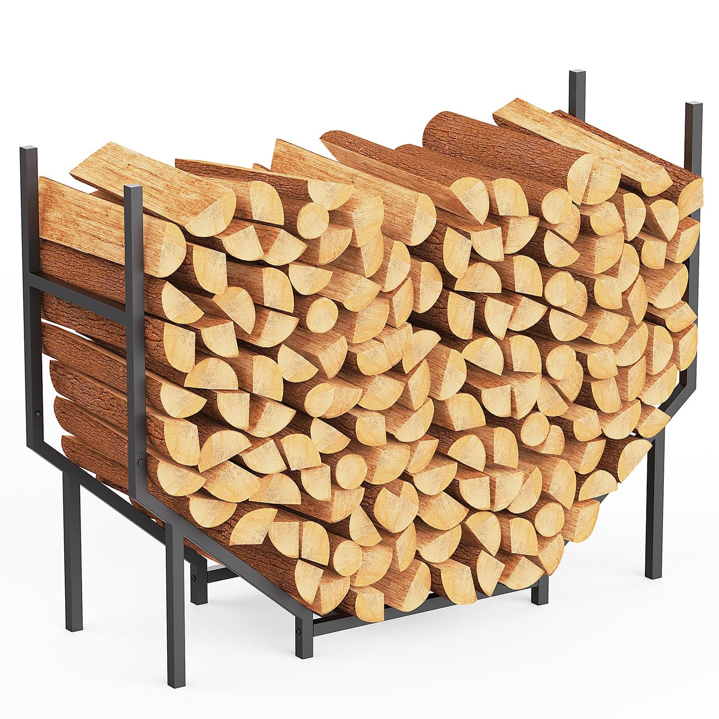 8.6FT Firewood Rack Holder Outdoor, Heavy Duty Metal Firewood Storage Stand for Patio, Stable Log Holder Wood Stacker Firewood Organizer for Porch Backyard