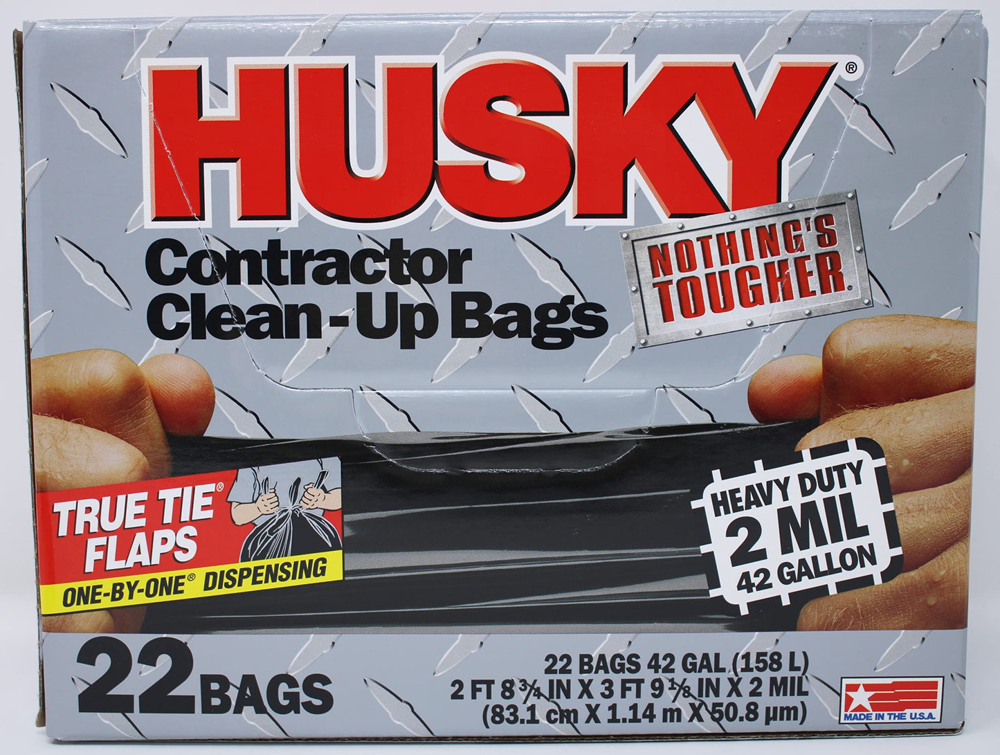Husky Heavy Duty Contractor Clean-Up Bag, Poly 42 gal, 4 ft L x 2 ft 9 in W x 2 mil T Black