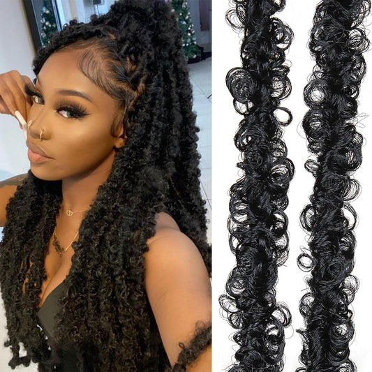 36Inch 8Pack Black Butterfly Locs Crochet HairSoft Butterfly Locs Distressed Faux Locs Crochet Hair Pre Looped Natural Crochet Hair for Black Woman