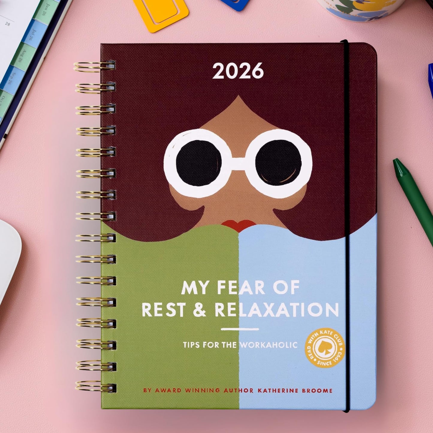 kate spade new york Daily Planner 2026 Large Agenda January-December 2026, Hardcover Weekly and Monthly Spiral Planner with Stickers (Book Club)