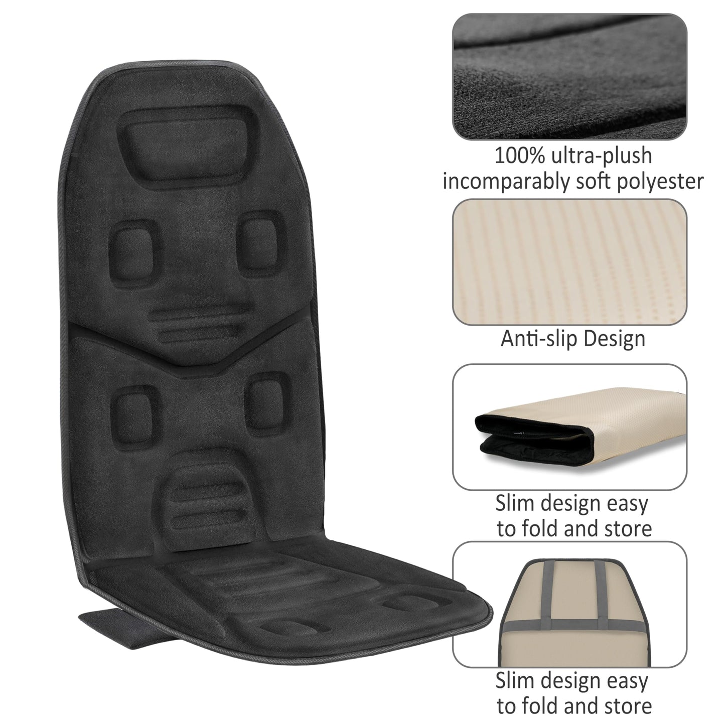 COMFIER Massage Seat Cushion with Heat - Back Massager for Chair, 3 Heating Pad, 10 Vibration Motors, Massage Chair Pad for Back Office Home use