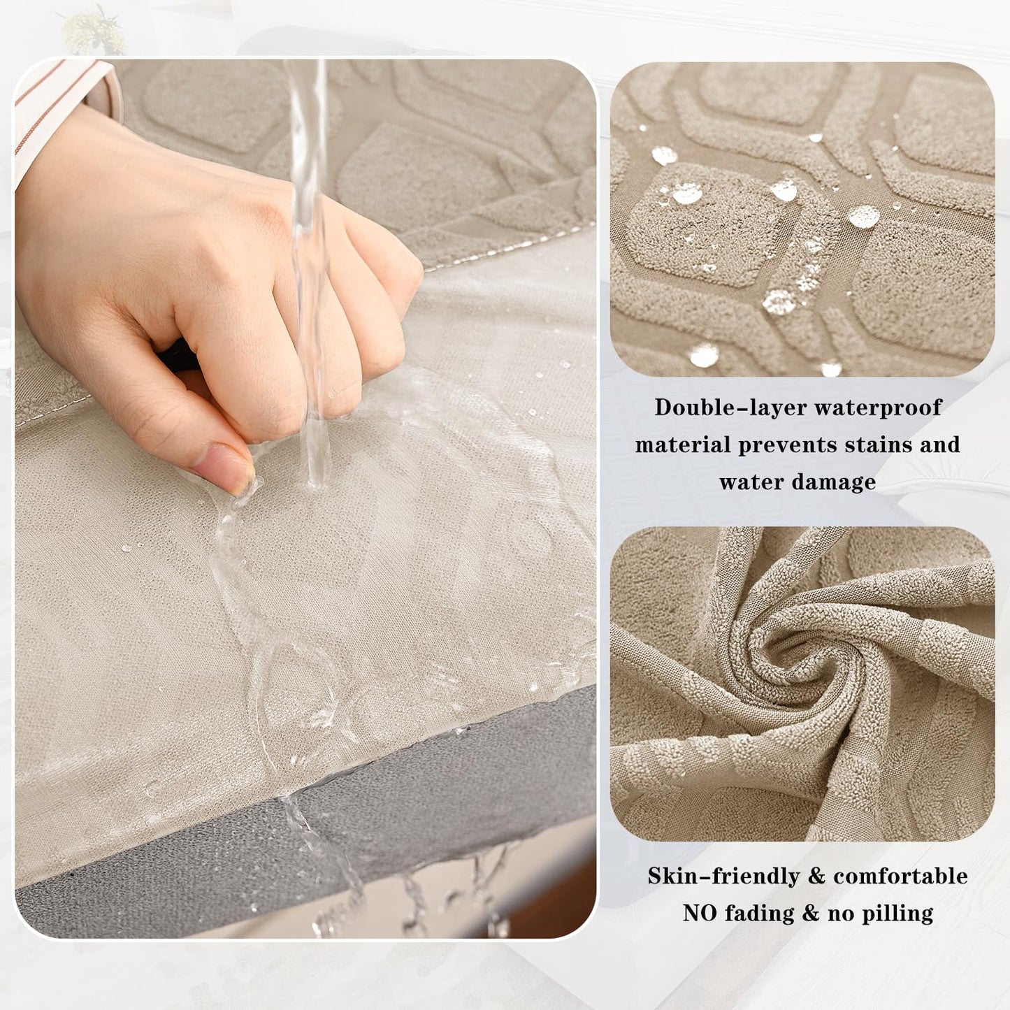 Outdoor Patio Furniture Cover Waterproof Couch Cushion Cover Stretch Jacquard Patio Chair Sofa Cover Individual Cushion Couch Slipcover Furniture Protector (6PCS, Khaki)