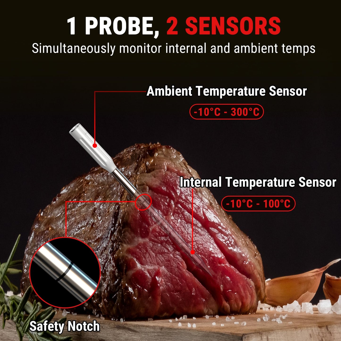 ThermoPro TempSpike Premium Truly Wireless Meat Thermometer up to 500FT Remote Range, Bluetooth Meat Thermometer with Wire-Free Probe, Meat Thermometer Wireless for Sous Vide Smoker Rotisserie Brewing