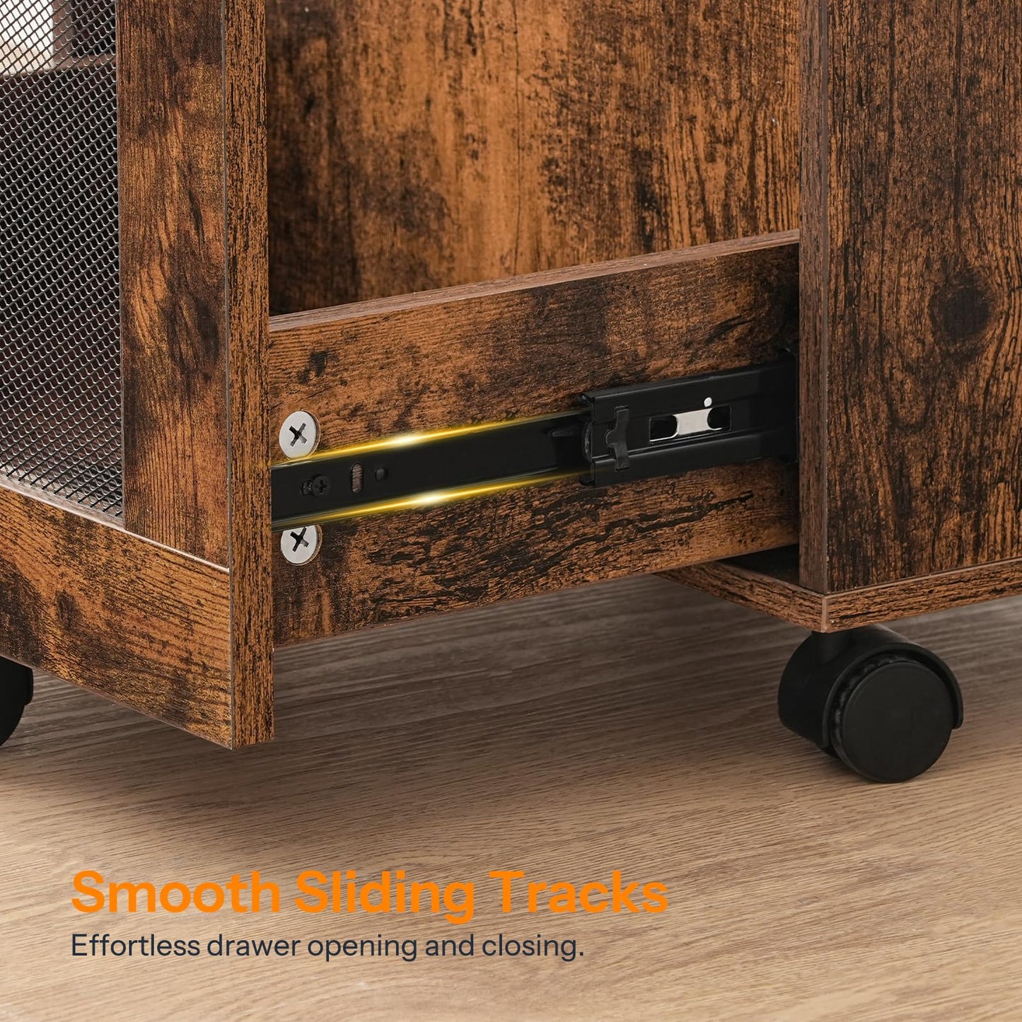 HOOBRO File Cabinet, Rolling File Cart, Under Desk Small Filing Cabinet, Filling Organizer Box, Home Office File Basket with Drawer for A4, Letter Files, Rustic Brown and Black BF11WJ01G1
