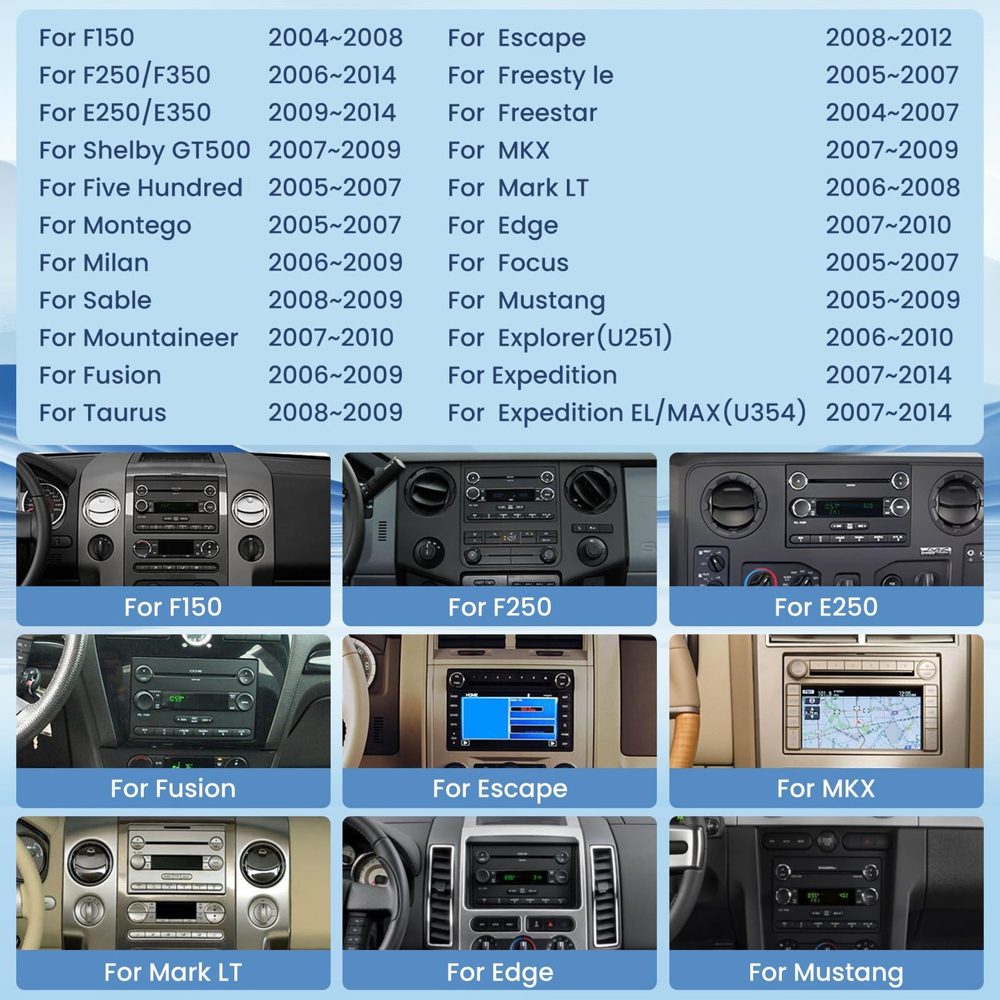 2+64G Android 13 Car Radio for Ford F150/F250/F350 2004-2014 Car Radio Wireless Carplay/Android Auto,Car Stereo 9inch Touch Screen GPS Navi WiFi Bluetooth FM/RDS MirrorLink SWC+Backup Camera&Mic