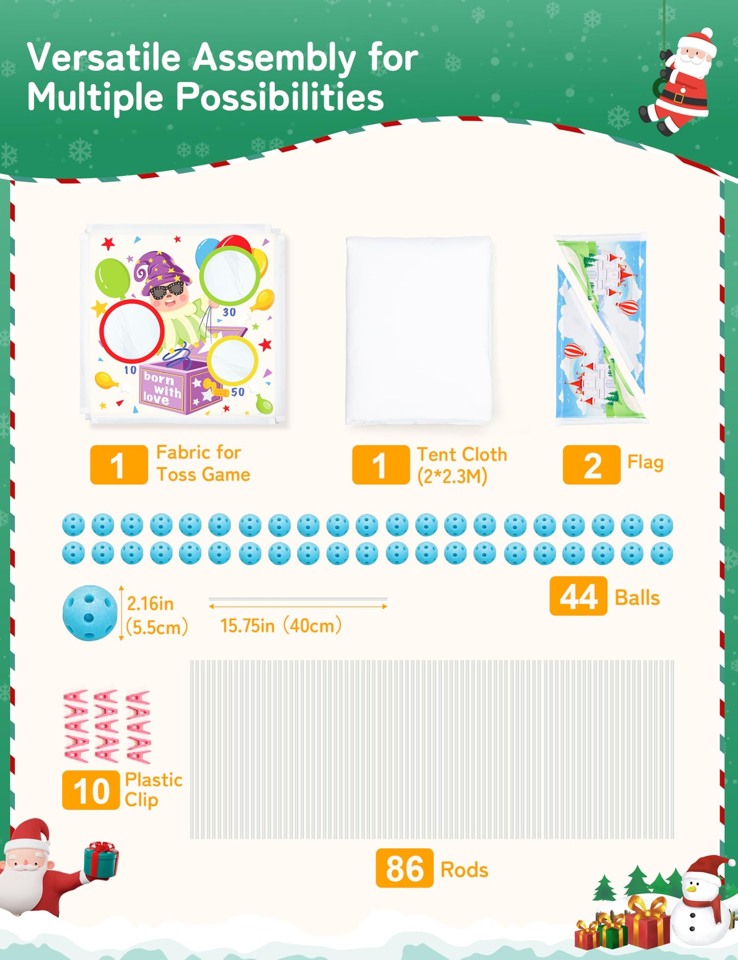 besrey Fort Building Kit for Kids with Toss Game, 144 Pcs 5 in 1 Creative Fort Toy, STEM Construction Toy, Outdoor Play Structure, Kids Outdoor Toys for 3, 4,5,6,7,8,9,10 Years,DIY Play Tent Tunnel