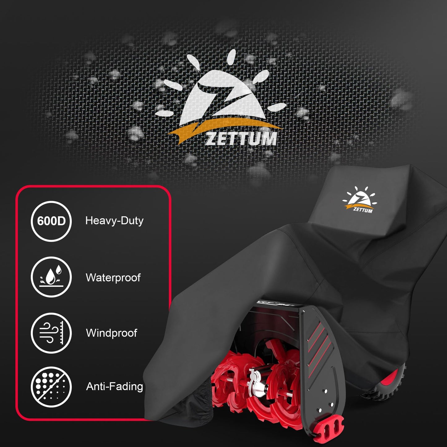 Zettum Snow Blower Cover - 600D Snowblower Covers Heavy Duty Waterproof, Outdoor Snow Thrower Cover Universal Fit for EGO, Honda, Cub Cadet, Ryobi, Ariens, Troy Bilt, Snow Joe, Toro and PowerSmart