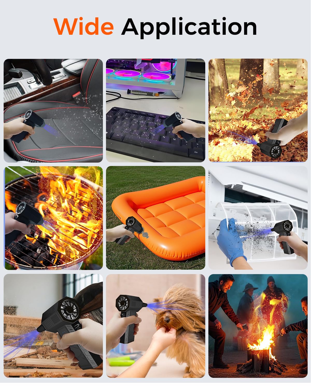 Compressed Air Duster, 180000RPM Electric Air Duster, Rechargeable Cordless Air Blower with 3-Gear Turbo Fan, Canned Air Alternative for Keyboard, PC, Computer, Car, Home & Outdoor Use