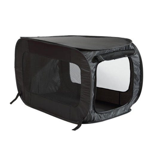 Beatrice Home Fashions Portable, Collapsible, Pop Up Kennel Travel Cat and Dog Crate, 36" L x 22" W x 22" H, Black