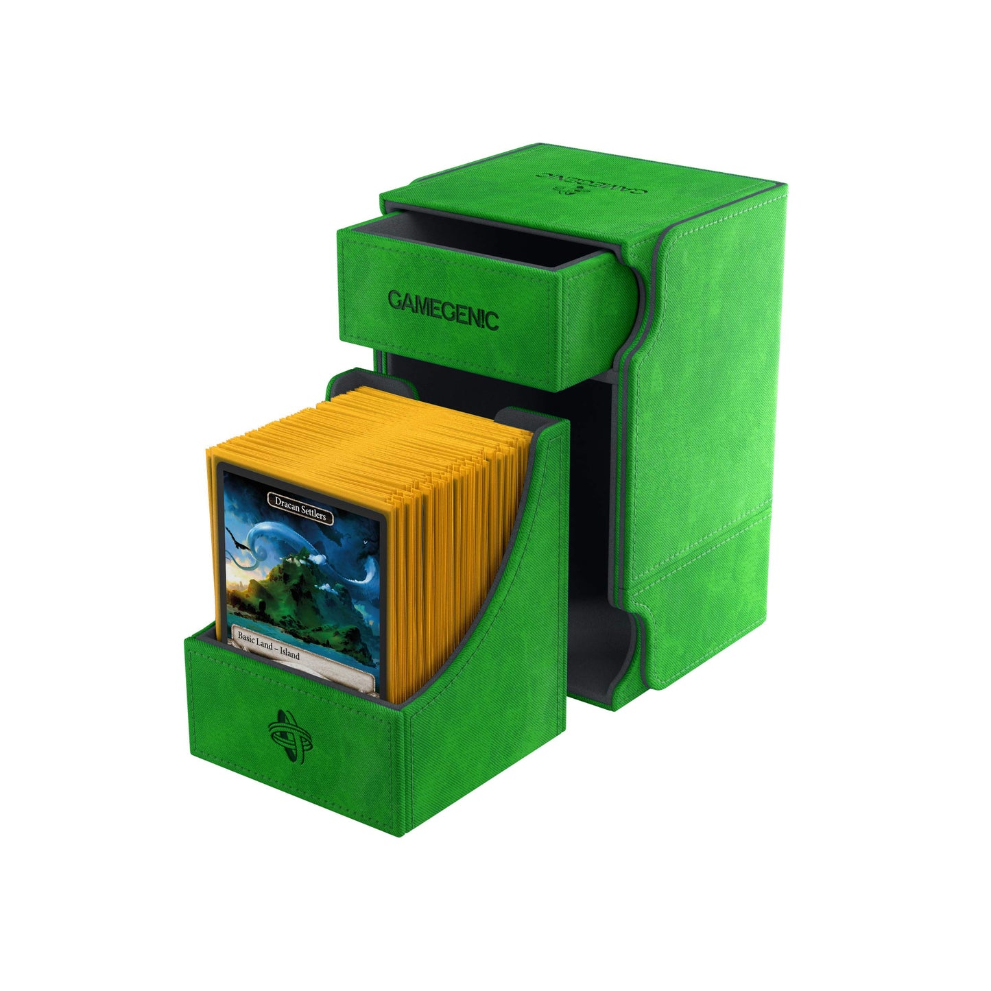 GameGenic Card Deck Box - Deck Convertible Green 100CT – Durable and Sturdy TCG, OCG Card Storage – Compatible with Pokemon Yugioh Commander and MTG Magic: The Gathering Cards
