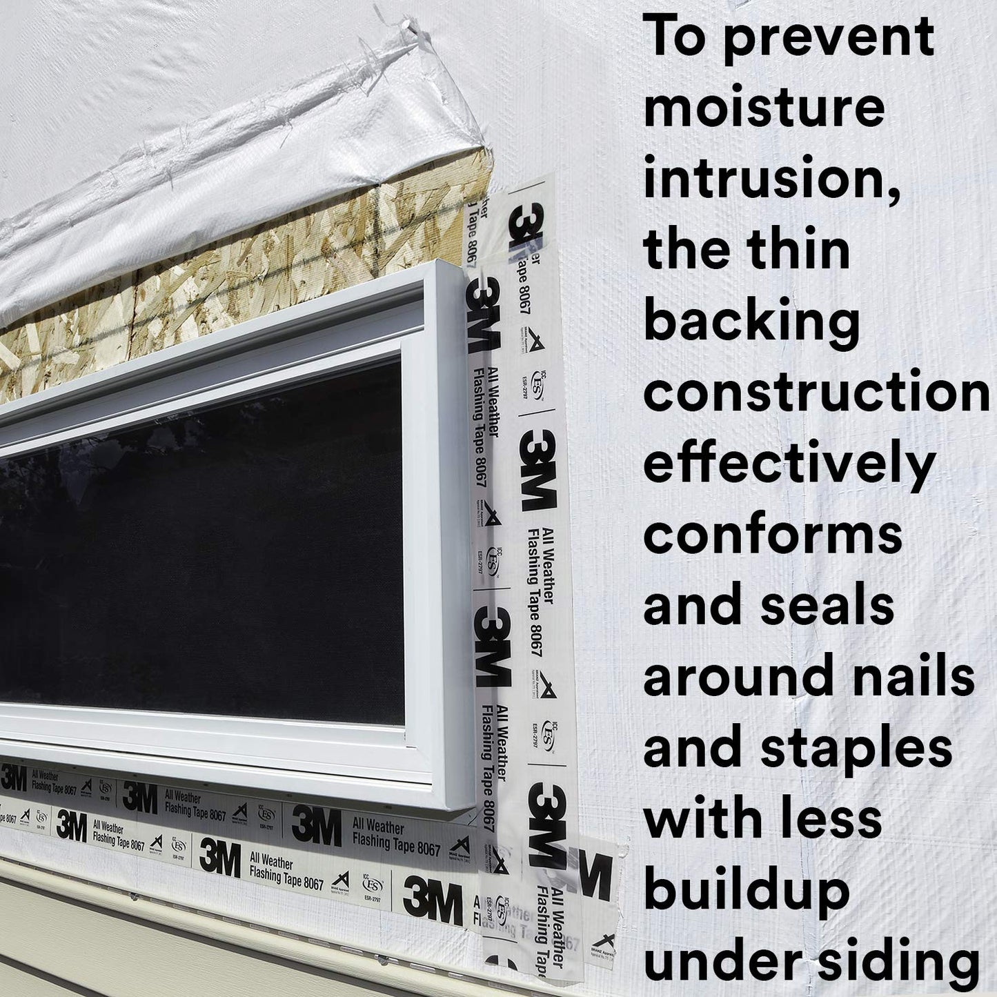 3M Flashing Tape 8067 – 6 in x 75 ft - Waterproof - Adhesive Backed - All Weather - Seal Doors, Windows, Openings in Wood Frame Construction