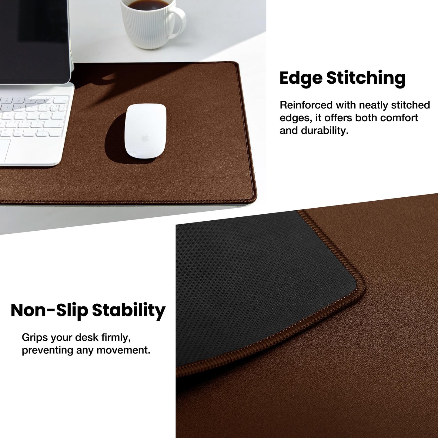 ALOANES Waterproof Large Gaming Mouse Pad with Durable Stitched Edges Non-Slip Rubber Base, Mouse Mat Desk Pad for Home Office Gaming, 40cm x90cm x0.3cm, Brown