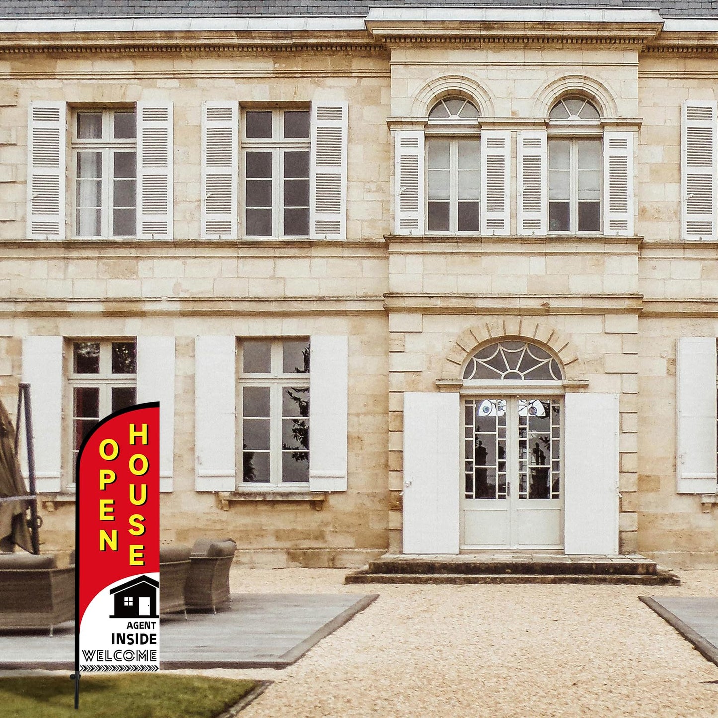 2pcs Open House Banner Sign, Open House Flag Real Estate Sign Post with Adjustable Ground Stakes for Real Estate Agents