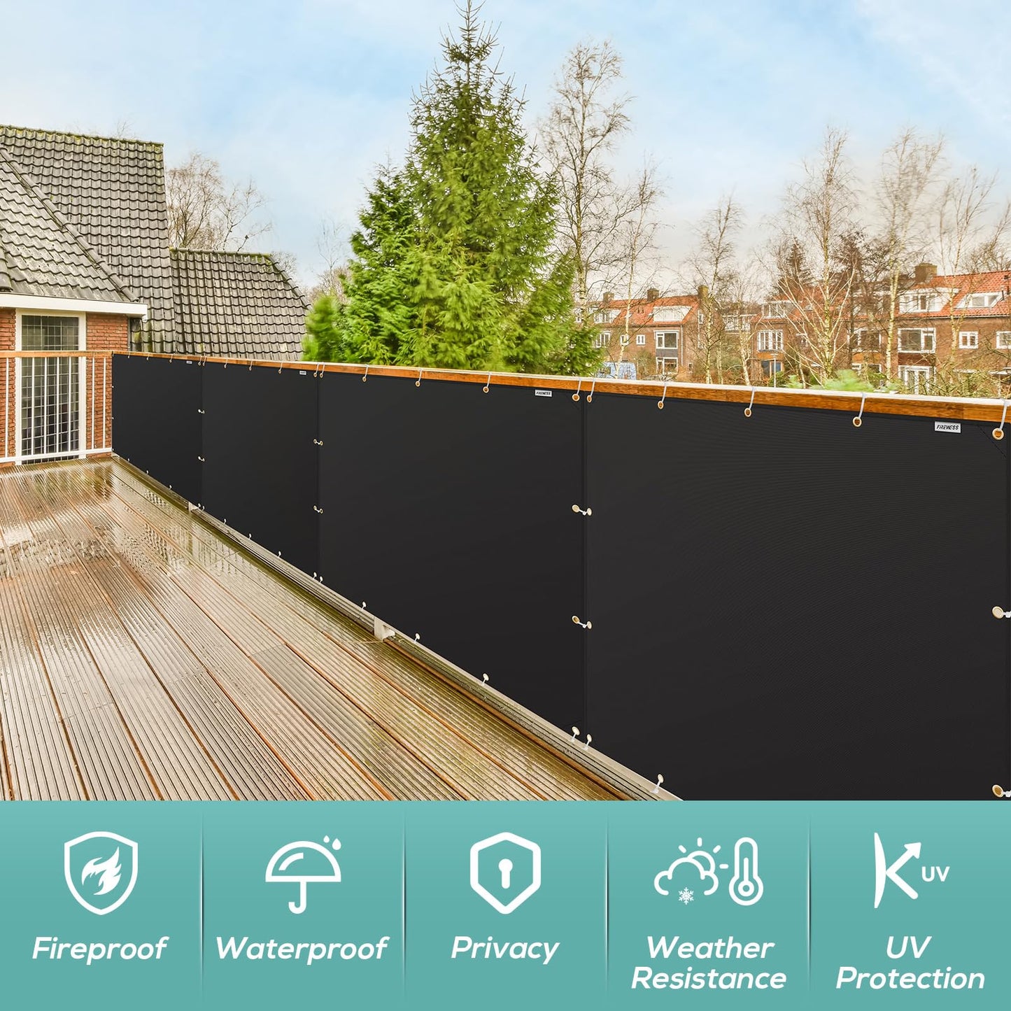 FIREWESS Heat Shield Behind Grill 4'x5' Heat Shield Mat for Wall, Deck Fence, Railing, Grill and Refrigerator, Heavy Duty Fireproof Cover and Screen Protect Deck Railing from Grill