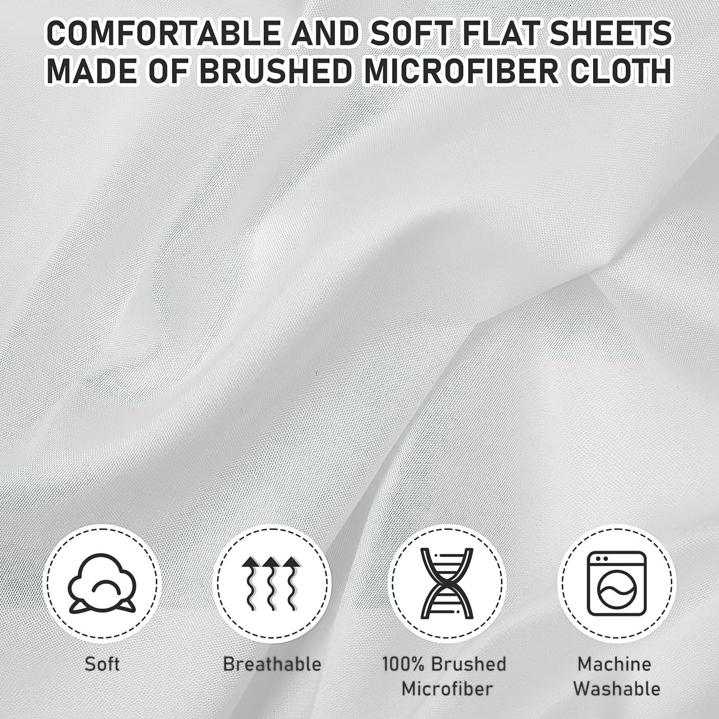 6 Pack Bedding Twin Fitted Sheets Bulk Fitted Bed Twin Size Sheet 39'' x 75'' Single Size Bottom Sheets up to 15 Inches, Ideal for School Dormitory Home Salons Hotels (White)