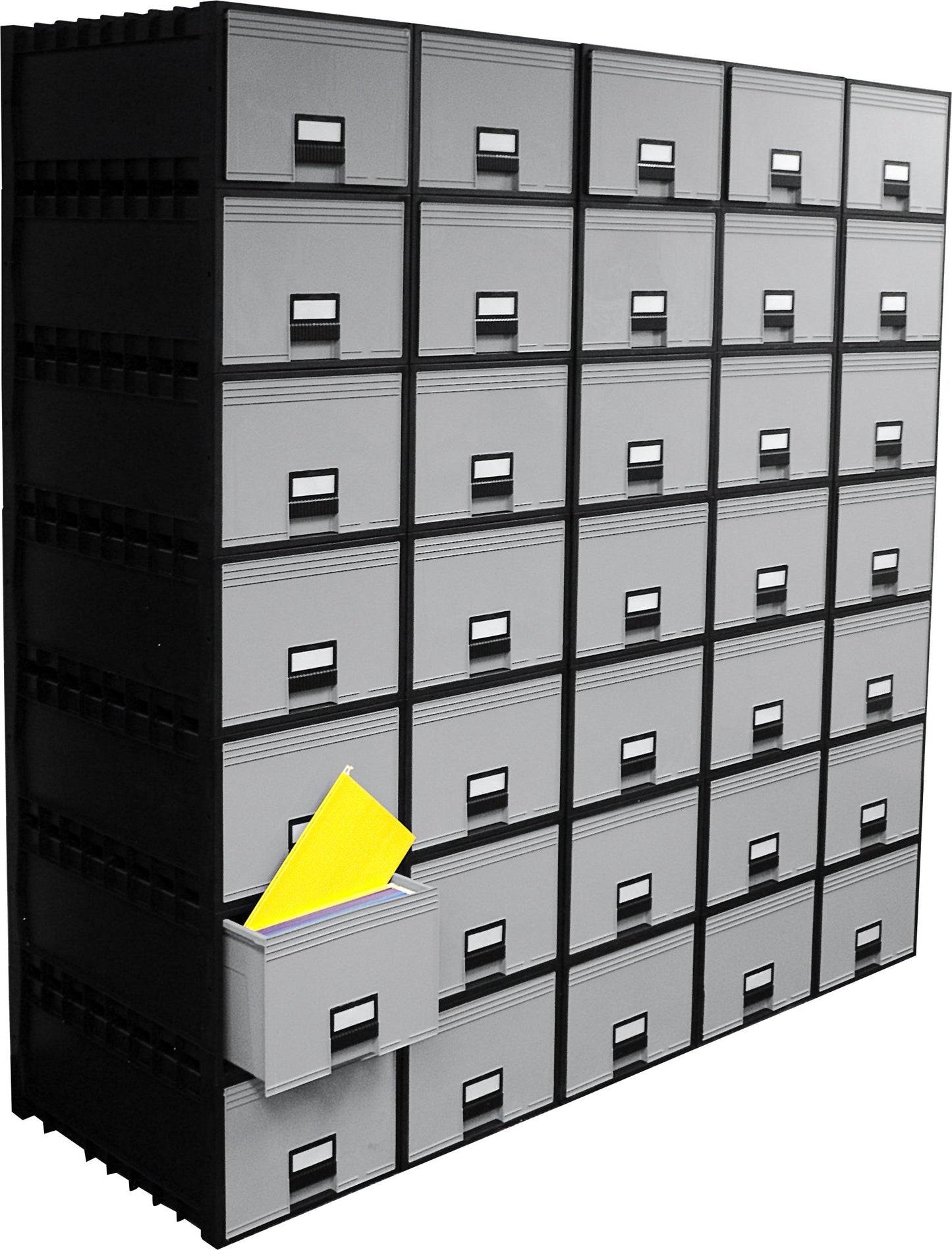 Storex Archive Storage Box for Letter Size Hanging Files, 24-Inch Depth, Black/Grey (61106U01C)