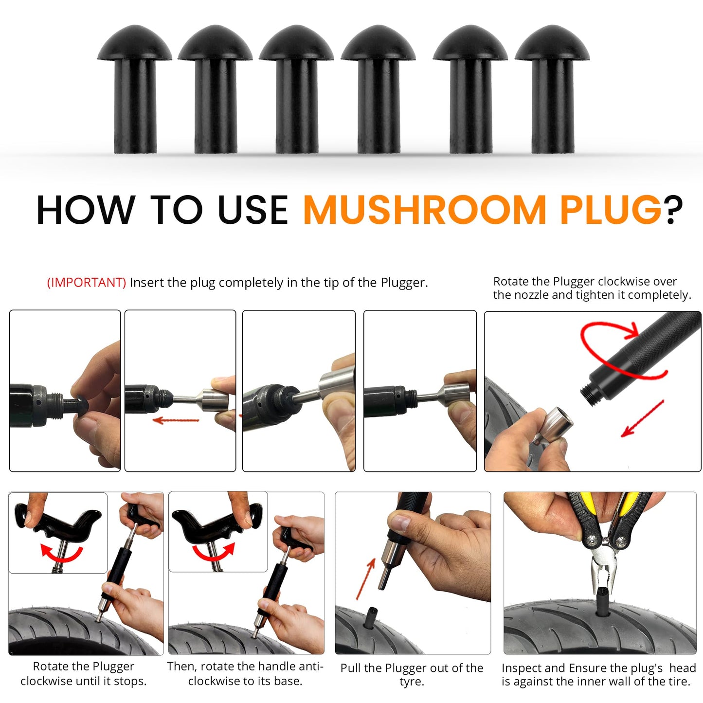 GRAND PITSTOP Tubeless Tire Puncture Repair Kit for Motorcycle and Cars (15 Plugs)
