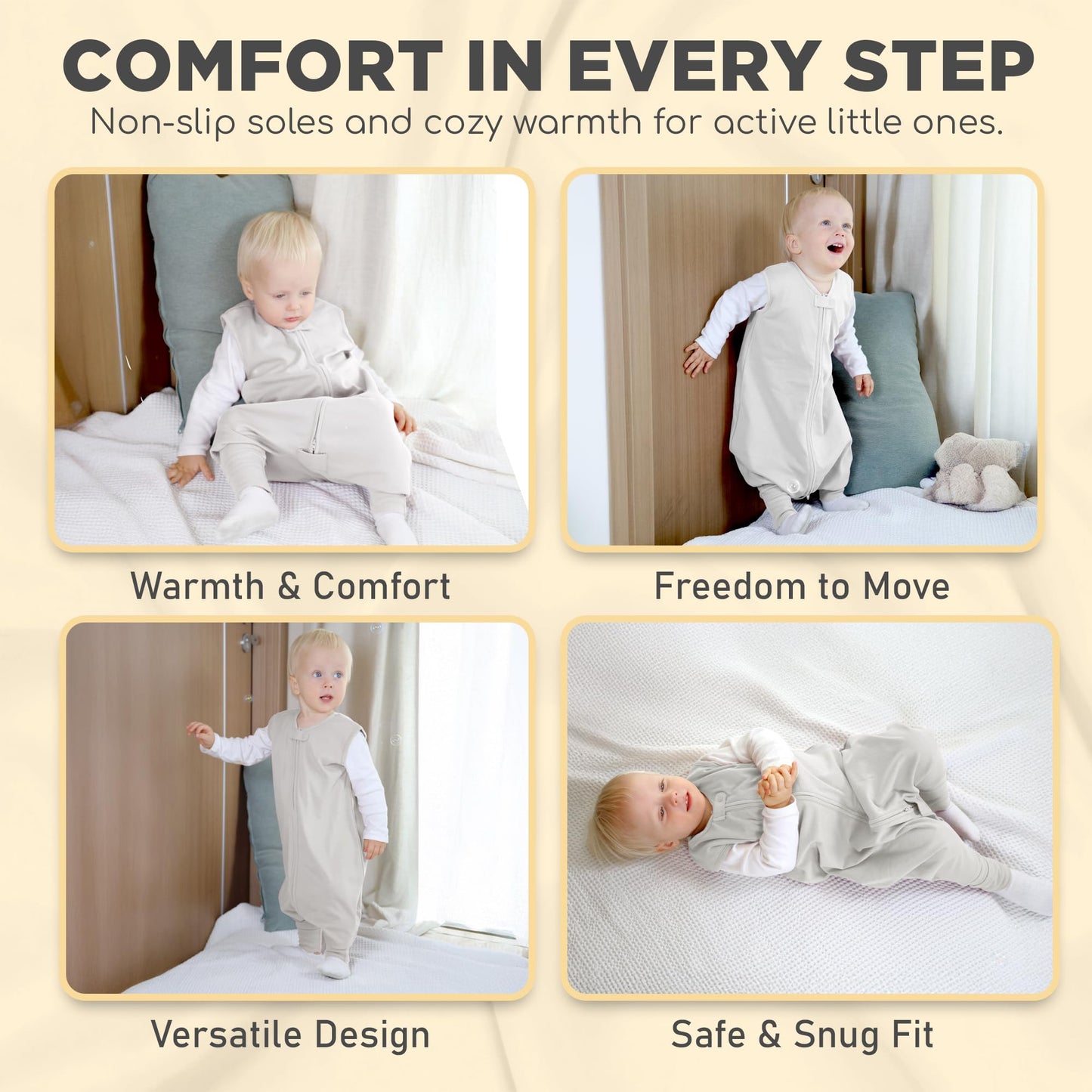 Mama Cheetah Baby Sleeping Bag with Feet, 0.5 Tog, Summer Sleeping Bag, Organic Cotton Baby Sleeping Bags, Sleeveless, Baby Sleeping Bag with Legs for Infants, Children, Boys, Girls, 100 cm (Baby