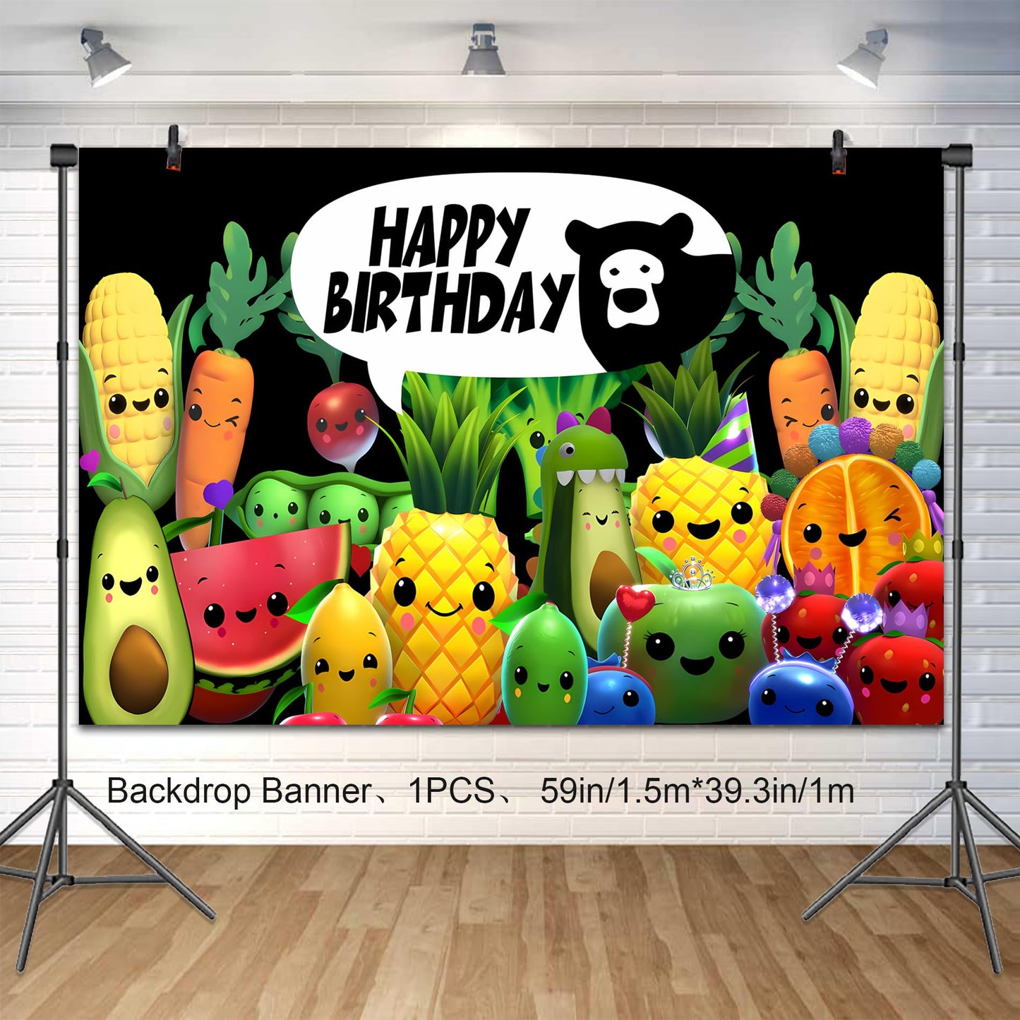Hey Bear Sensory Fruit Party Supplies,Including Birthday Bannner,Cake Copper ,Ballon,Party Background,Suitable for Fruit Birthday Party Decorations,Holiday Party,Party Favor etc