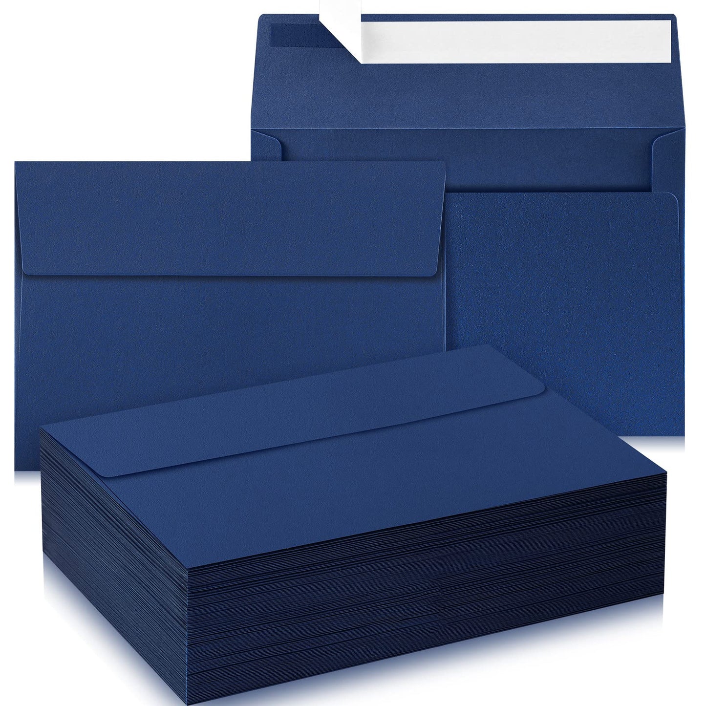 Harloon 100 Pcs A9 Invitation Envelopes 5.75 x 8.75 Inch Wedding Invitation Envelope 110 GSM Self Adhesive Paper Greeting Card Envelope for Birthday Photos Letters Baby Shower Office(Navy Blue)