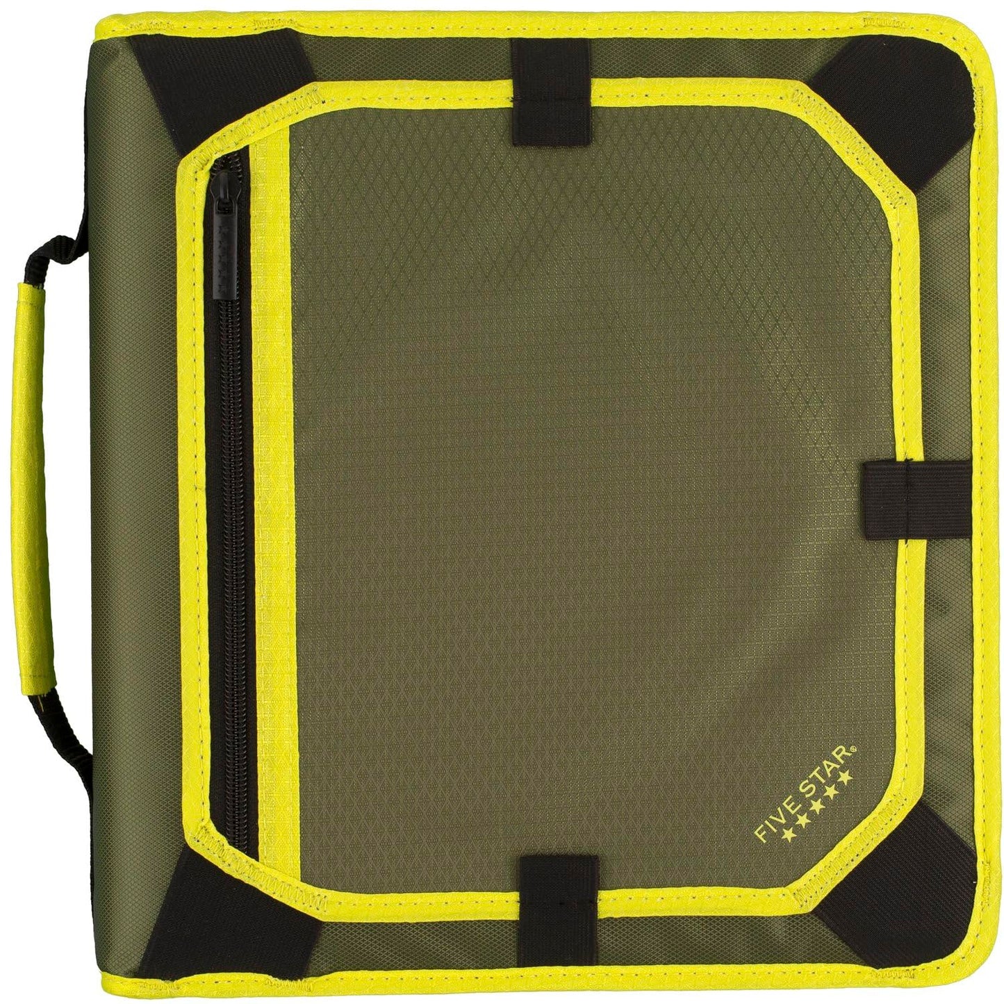 Five Star Zipper Binder, 2 Inch 3-Ring Binder with Round Rings, Expansion Panel and 5-Tab Expanding File, 580 Sheet Capacity, Olive/Citrus (290520C)
