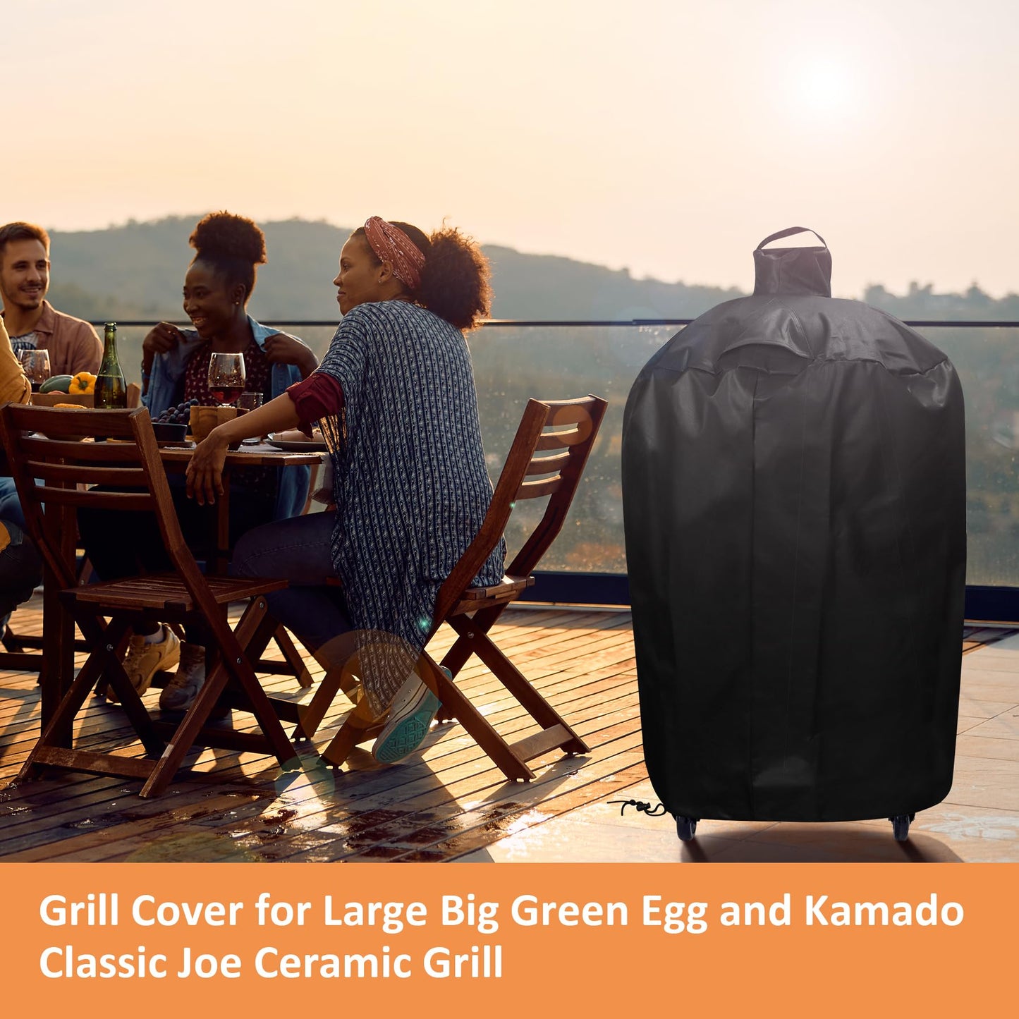 Waterproof Cover for Large Big Green Egg, Ceramic Grill Cover Outdoor Grill Cover, Weather Resistant BBQ Grill Accessories, Anti-Fade Fabric