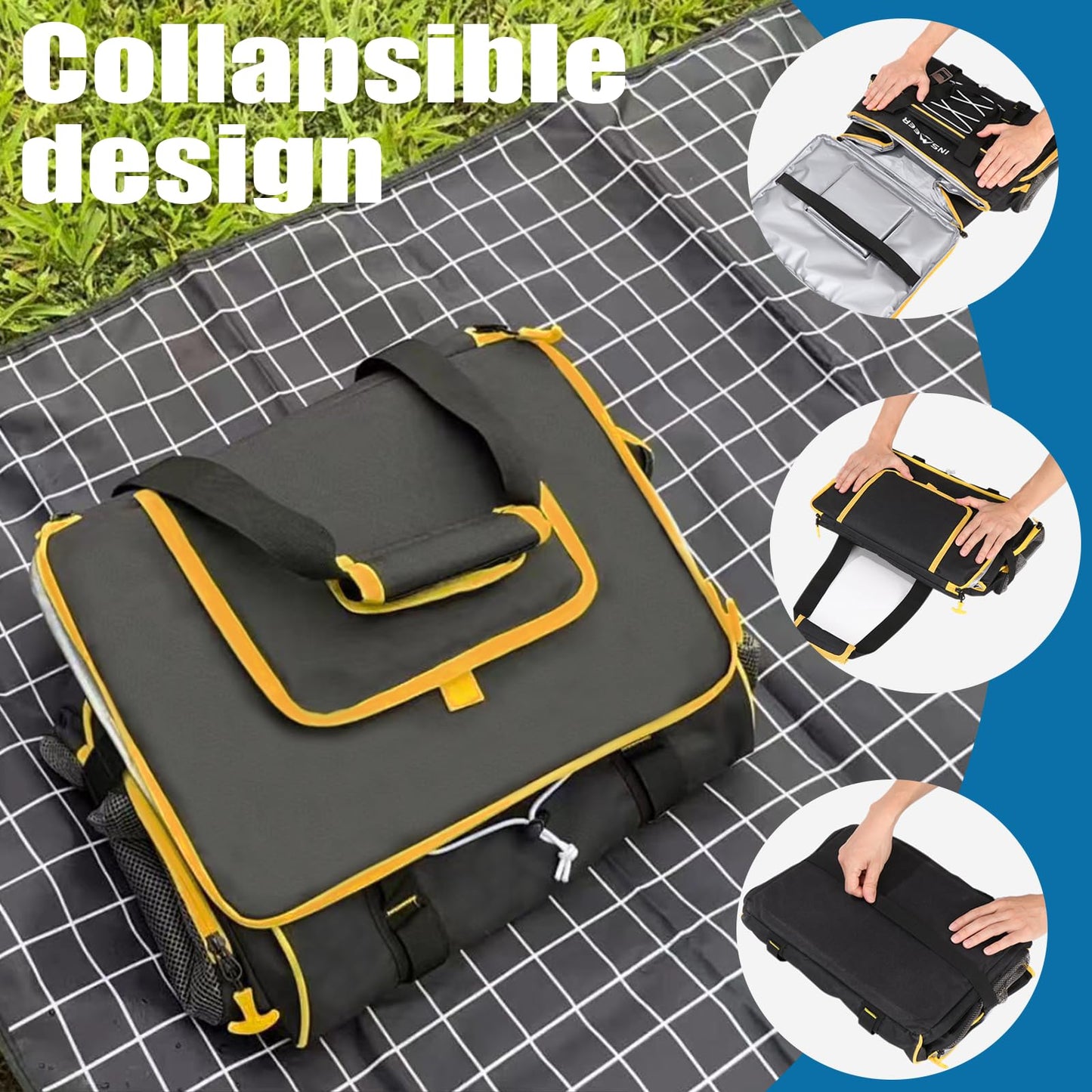 INSMEER 55 Cans/45L Large Soft Side Cooler with Hard-Bottom 100% Leak-Proof/Portable/Insulated/Collapsible Lunch Cooler Bag/glaciere for Camping,Beach,Picnic,Grocery Shopping,Road Trip