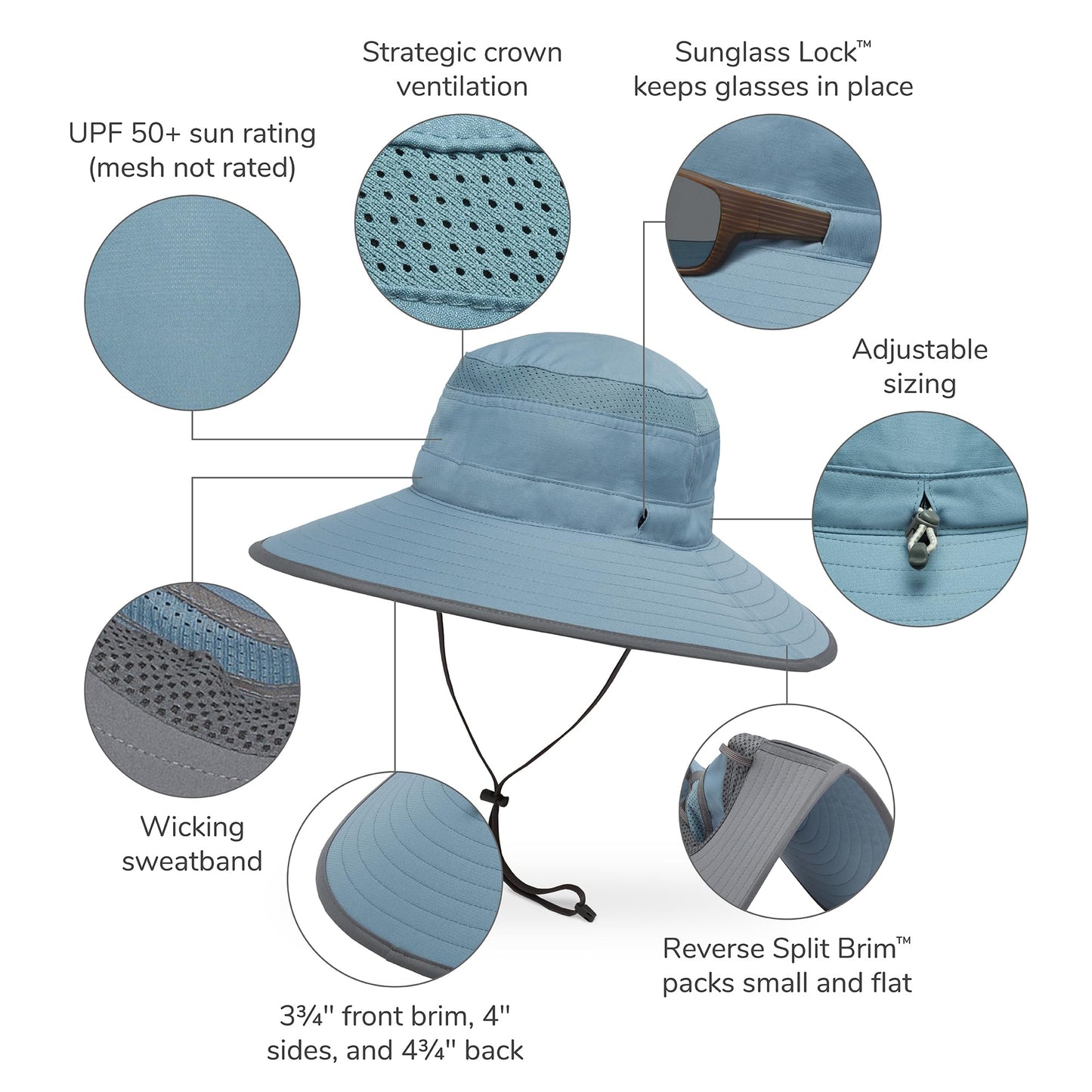 Sunday Afternoons Latitude Hat - Sun Hats for Men, Women UPF 50+ - Wide Brim Men's Fishing Bucket Sunhat with UV Protection - Packable, Summer Beach Hiking Boonie, Safari Bush Cap, Quarry, Large