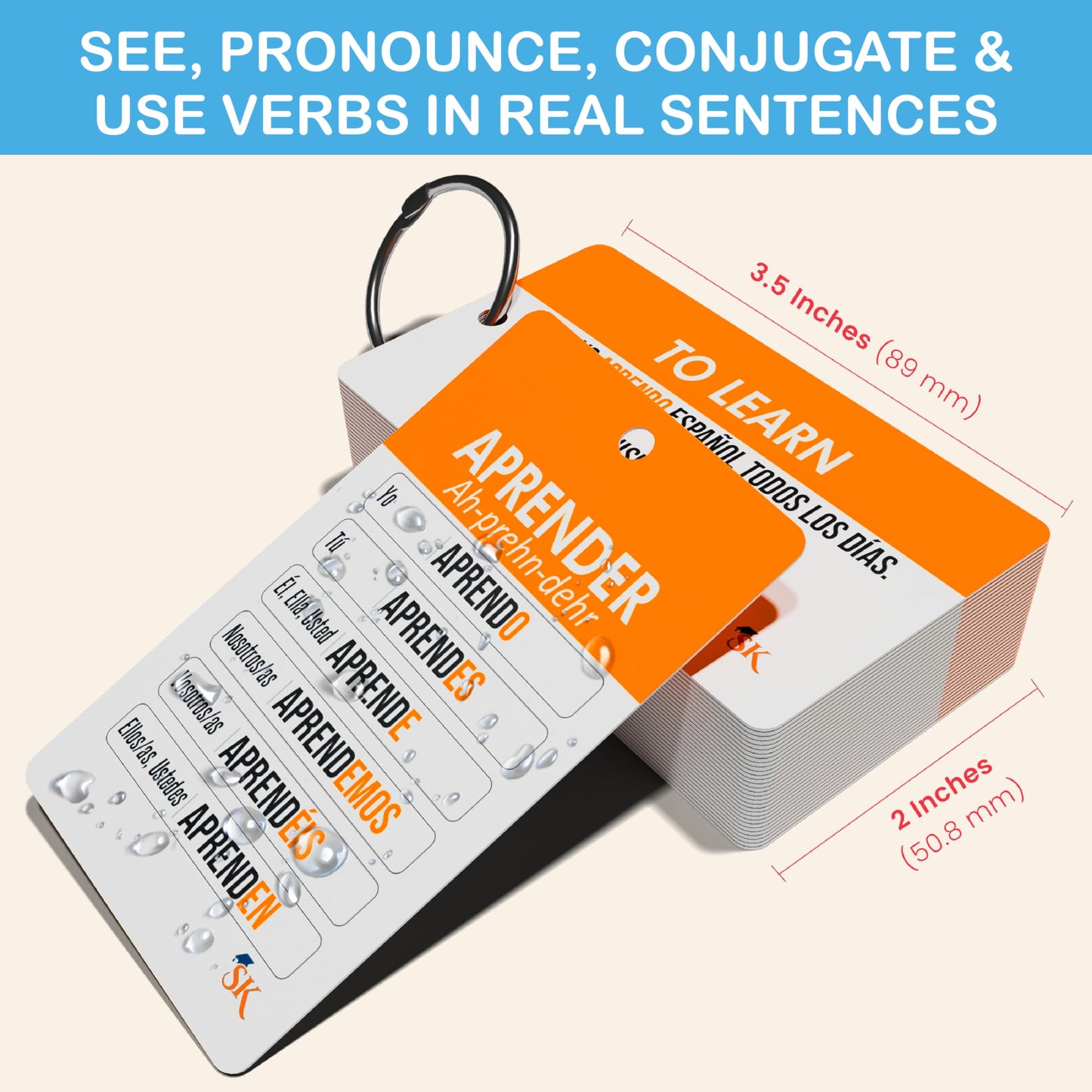 500+ English-Spanish Flash Cards for Adults and Kids 15+, Verb Conjugation, Nouns, Adjectives, and Phrases to Learn Spanish for Adult Beginners