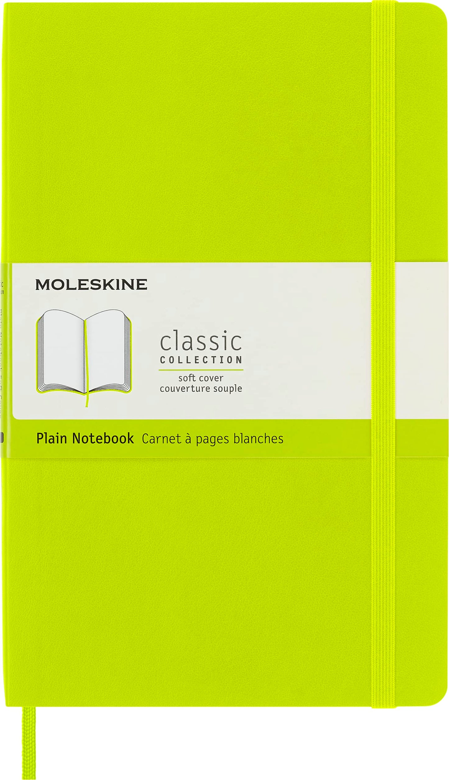 Moleskine Classic Notebook, Large, Plain, Lemon Green, Soft Cover (5 x 8.25)