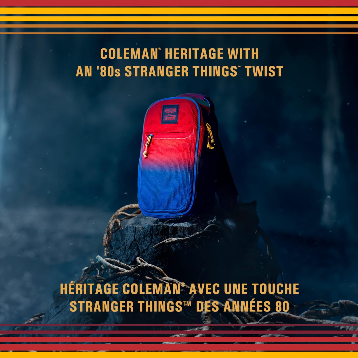 Coleman Stranger Things 6-Can Convertible Soft-Sided Cross-Body Sling Cooler, Red Fade