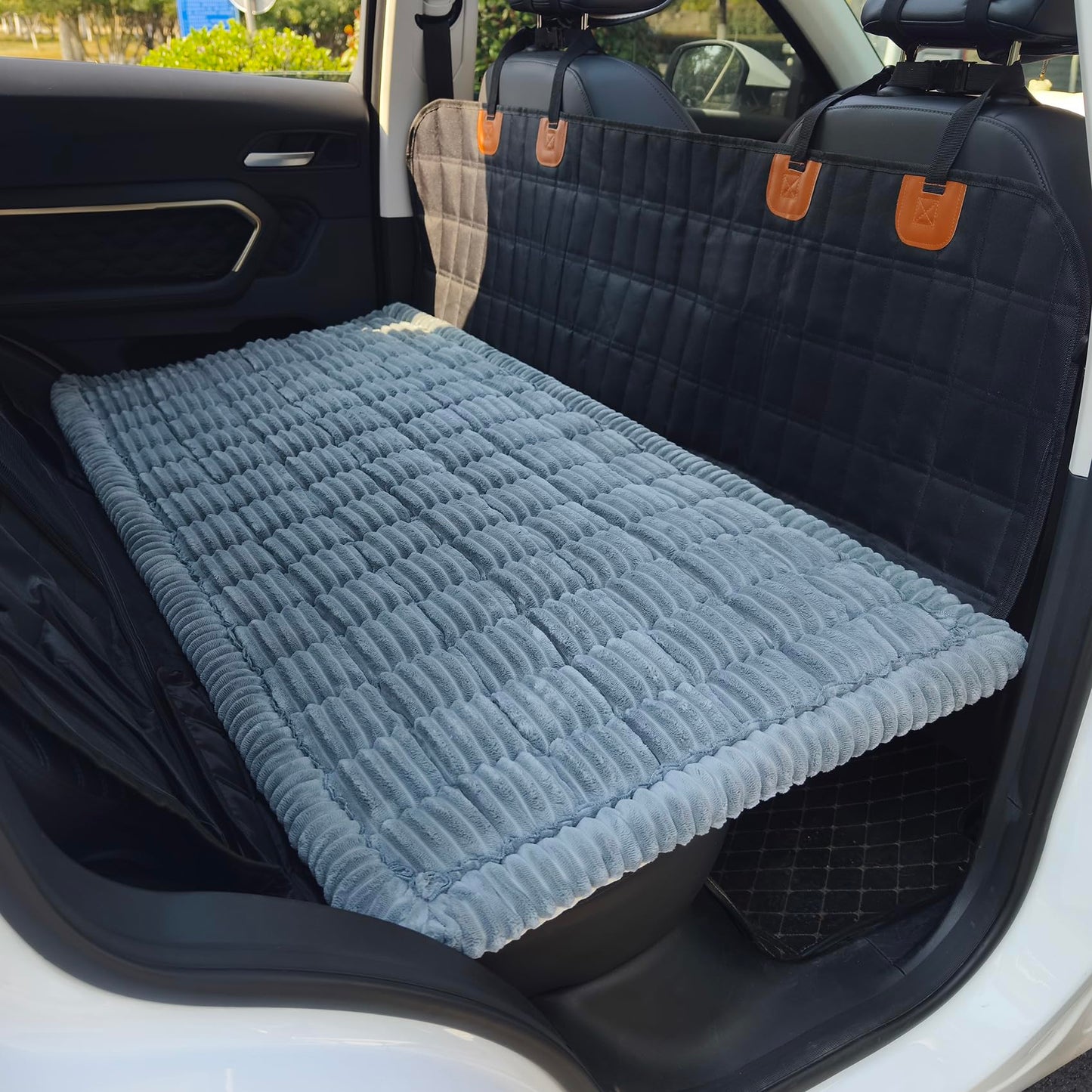 Dog Bed for Car, Backseat Pet Bed Mat, Dog Seat Cover for Car Back Seat, Non-Slip Travel Pet Mat, Fit for Backseat Extenders and Seat Covers (Bluegrey, 63x137cm)