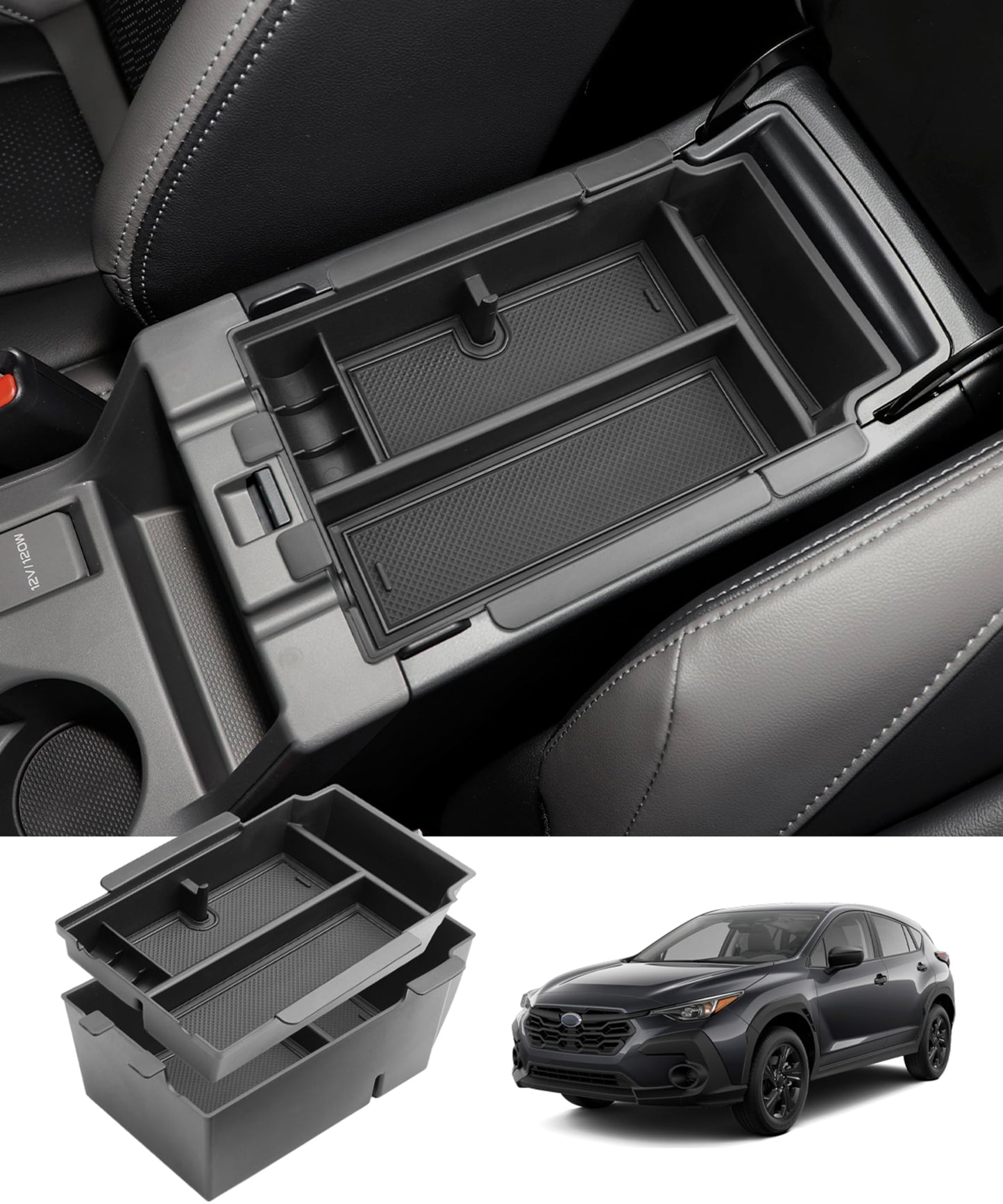 Coleya 2 Layer-2024 2025 2026 Crosstrek Center Console Organizer for Subaru Crosstrek (Base/Premium/Sport/Limited/Wildernes), Durable ABS 2025 Crosstrek&Impreza Tray 2026 Crosstrek Hybrid Accessories