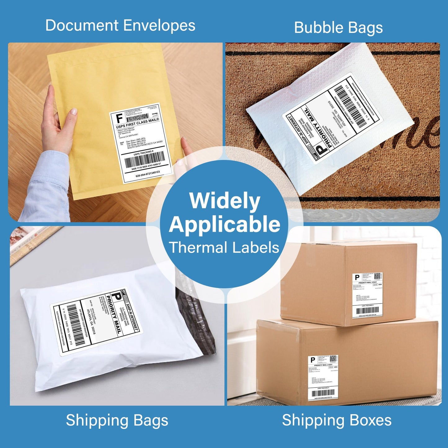 LotFancy 4x6 Direct Thermal Shipping Labels, 1000 Thermal Labels Fanfold with Perforated and Strong Adhesive, White Mailing Label Compatible with Zebra, Rollo Printer