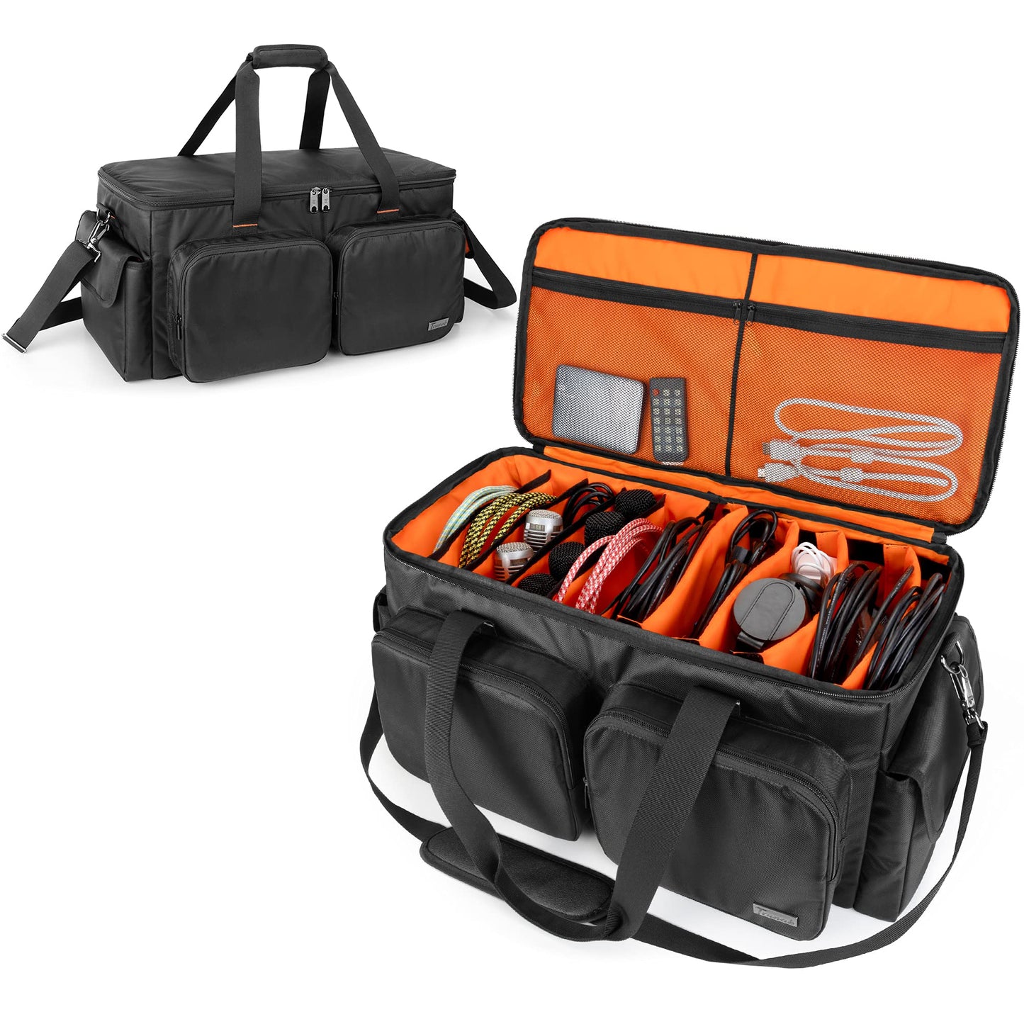 Trunab DJ Cable File Bag with Detachable Padded Bottom and Dividers, Travel Gig Bag for Professional DJ Gear, Musical Instrument and Accessories (Patented Design)
