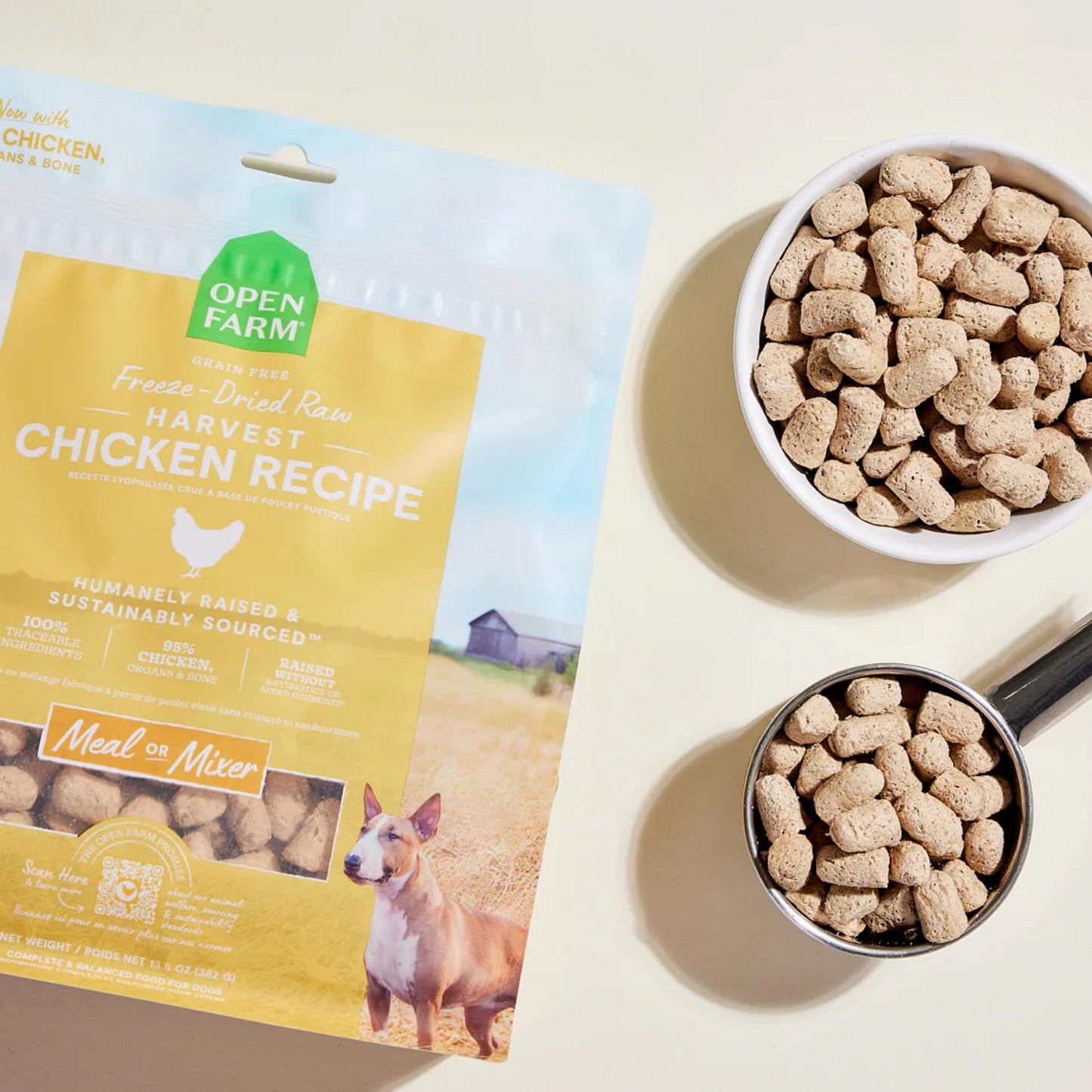 Open Farm Freeze Dried Raw Dog Food, Humanely Raised Meat Recipe with Non-GMO Superfoods and No Artificial Flavors or Preservatives (13.5 Ounce (Pack of 1), Harvest Chicken Recipe)