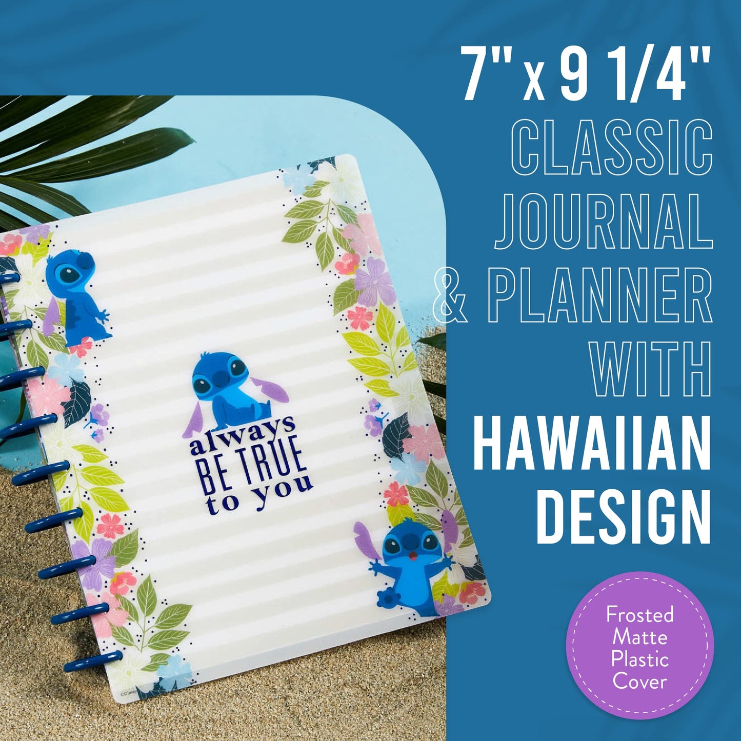 Happy Planner Disney Undated Journal & Planner by Day, Week or Month. 68 Pages for Notetaking. Perfect Organizer to Increase Productivity & Achieve Your Goals – Customizable with 4 Dividers & 6 Sticker Sheets Disney Aloha Stitch - Classic - 7" x 9.75"