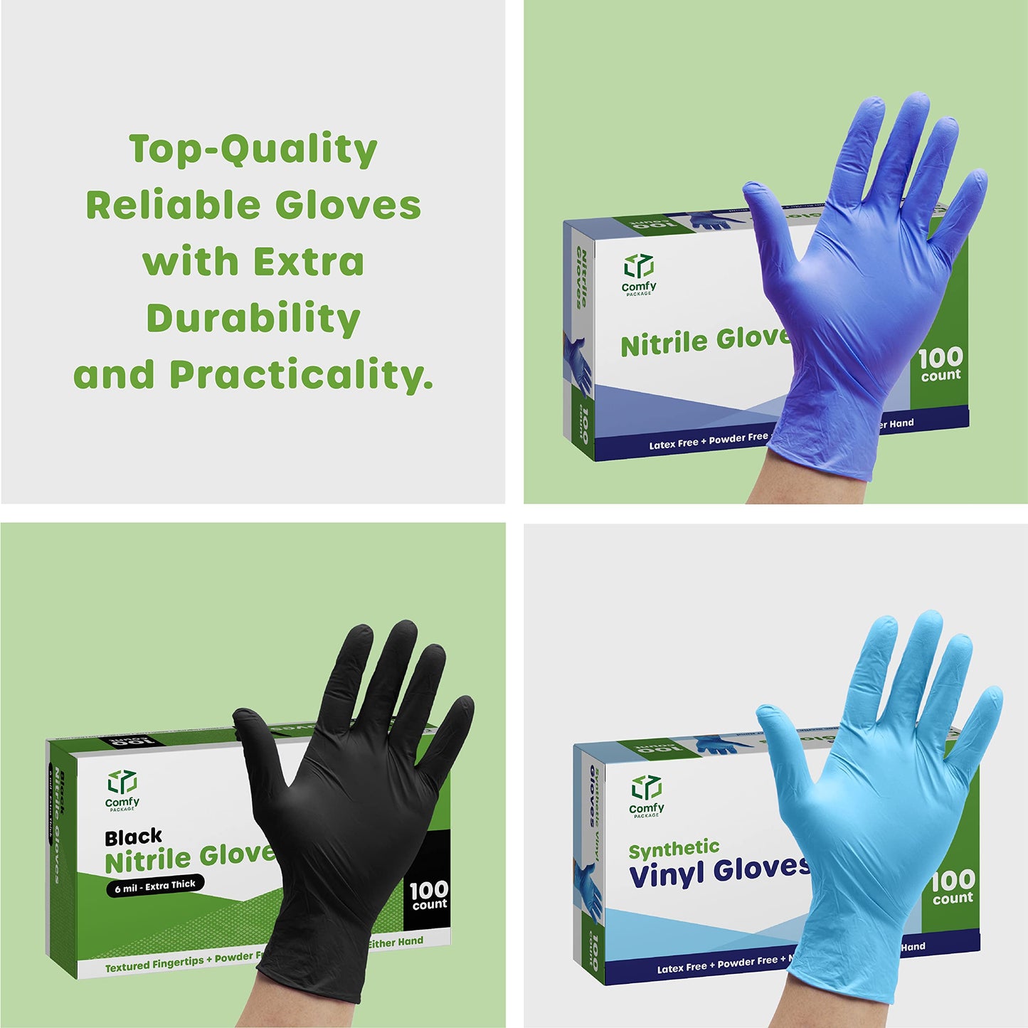 Comfy Package Disposable Vinyl Gloves [Case of 1000] – Clear, Latex-Free, Powder-Free – Food Safe for Cooking, Cleaning, Food Handling – BPA-Free -Large