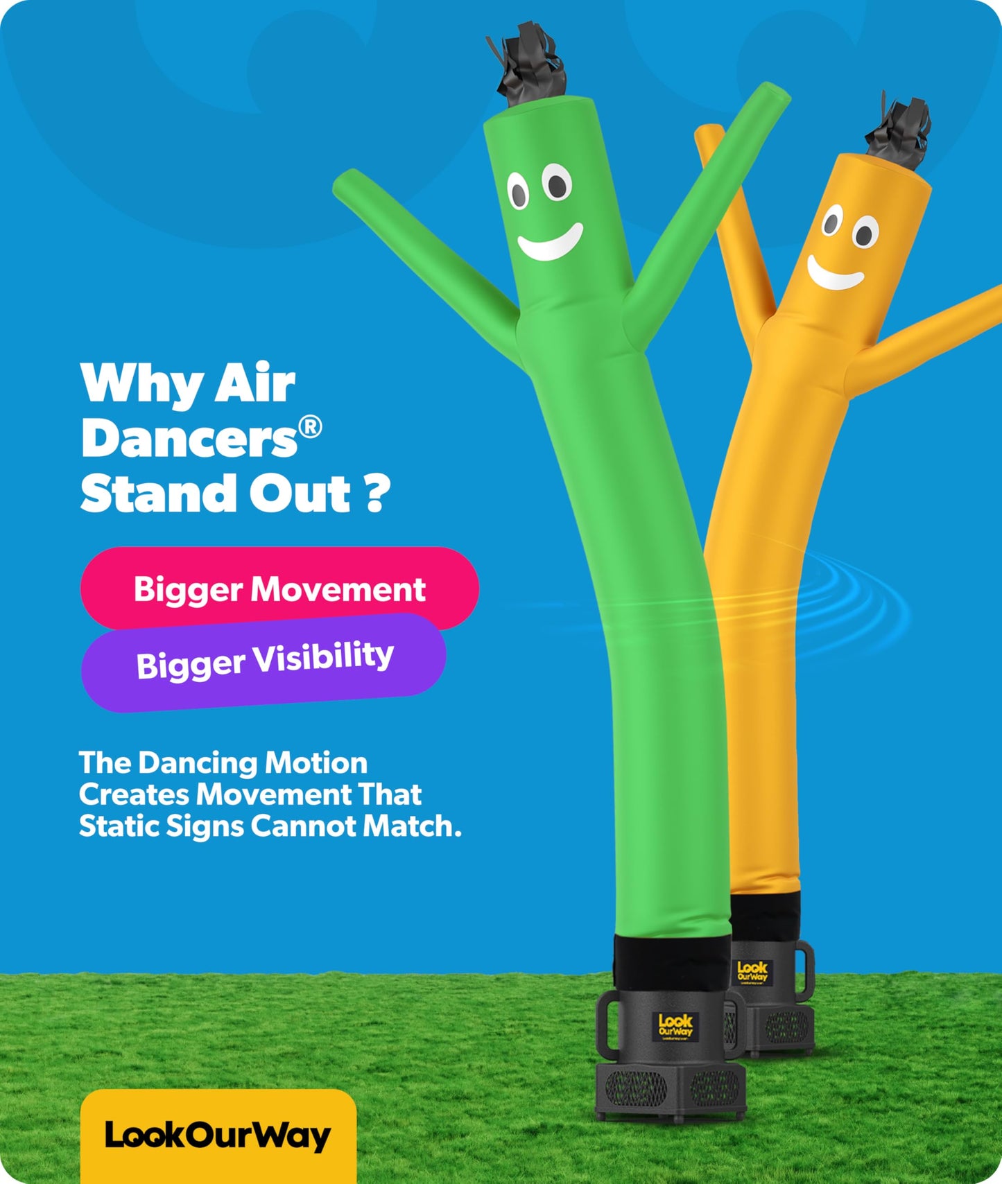 LookOurWay Air Dancers Wacky Waving Inflatable Tube Man Attachment - 7 Feet Tall Advertising Air Dancer Waving Man Inflatable Tube Guy - Blower Not Included - Green