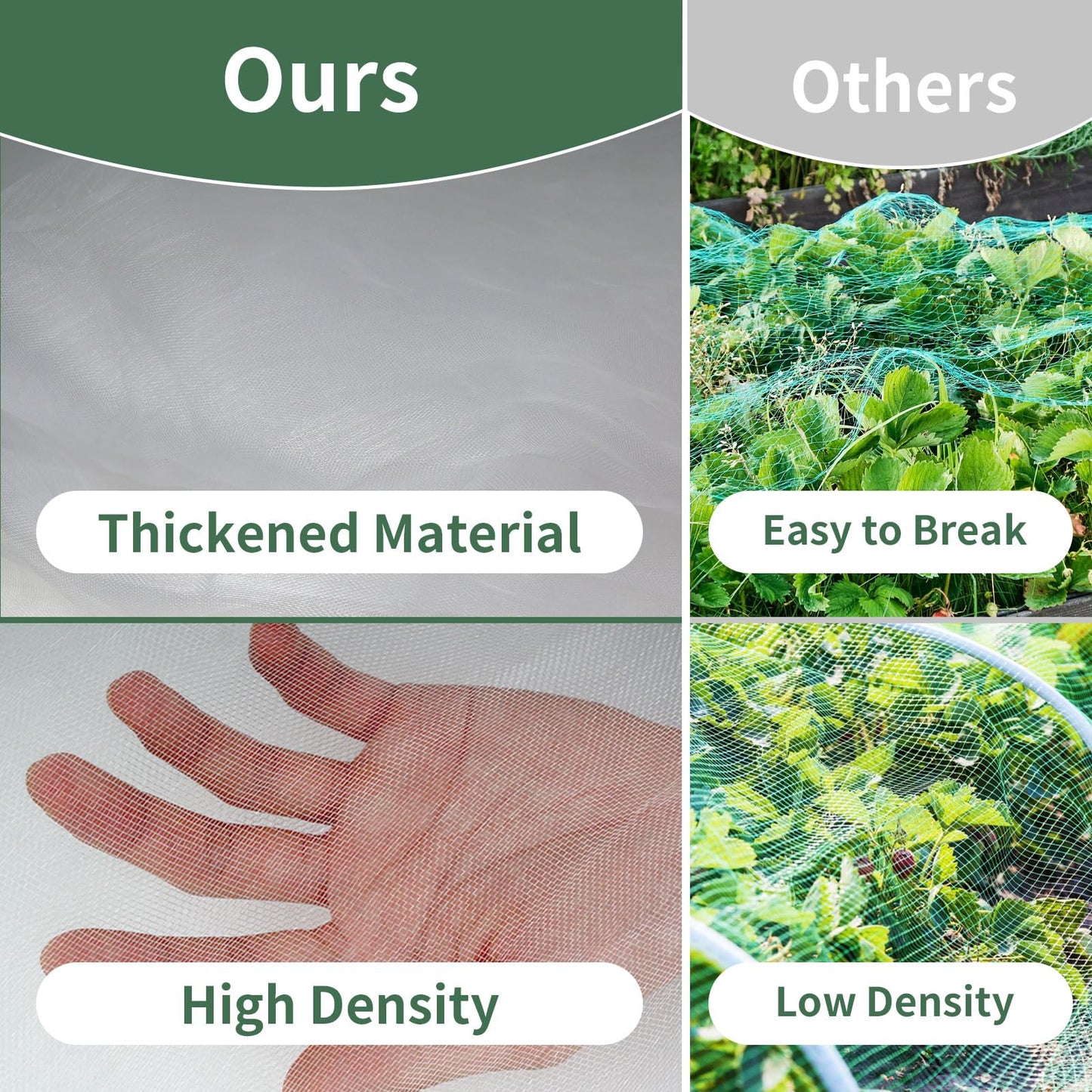 8 X 26 FT Garden Mesh Netting Kit, 6PC Garden Hoops for Row Cover, Garden Netting Kit for Raised Beds Outdoor, Garden Netting Mesh Hoop Grow Tunnel for Courtyard & Vegetable Garden