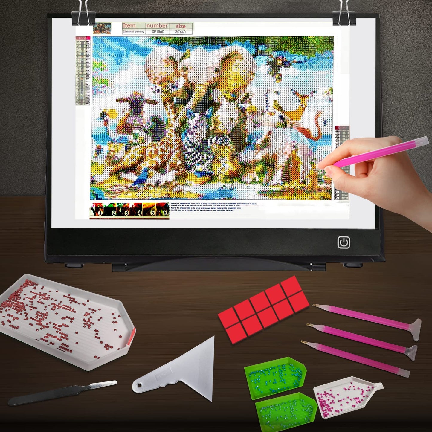 WELZK Diamond Painting Light Pad A3, with Large Metal Stand, L:47 × W:34.3 CM Large Diamond Painting Light Board, Dimmable Diamond Art Light Board.