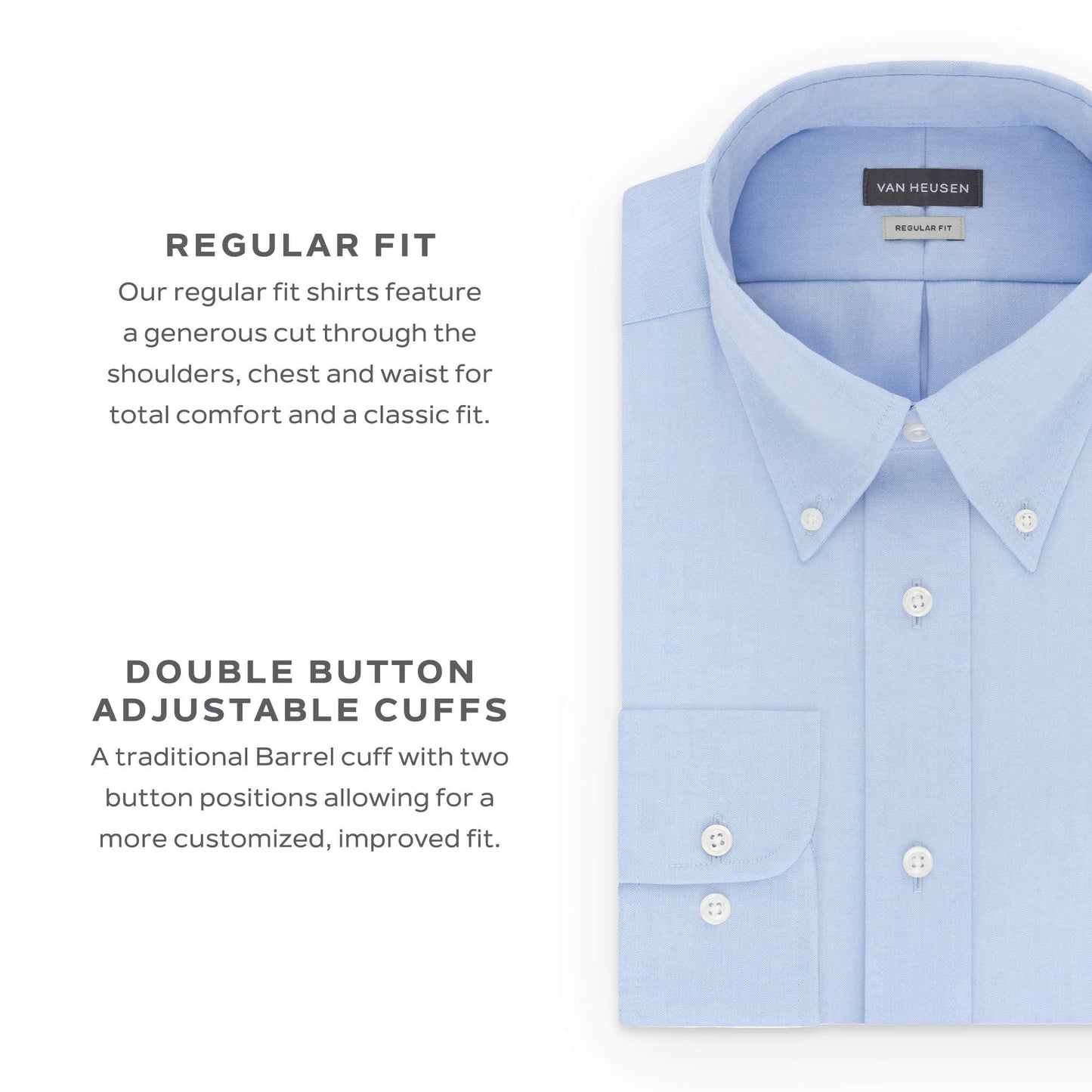 Van Heusen Men's Regular Fit Gingham Button Down Collar Dress Shirt, Periwinkle, Medium