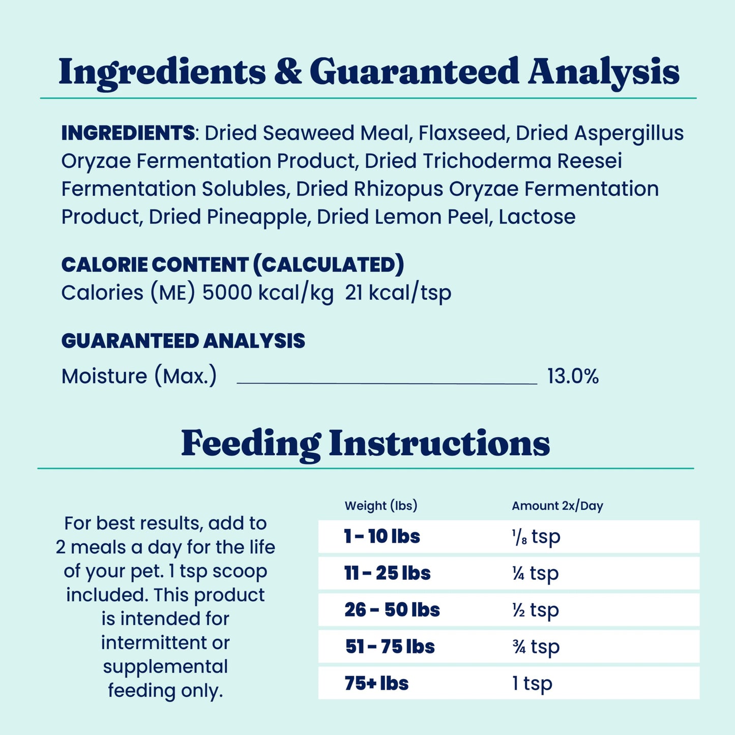 Solid Gold SeaMeal Kelp-Based Powder Supplement for Skin & Coat, Digestive & Immune Health in Dogs & Cats; Natural, Holistic Grain-Free Supplement 1 lb