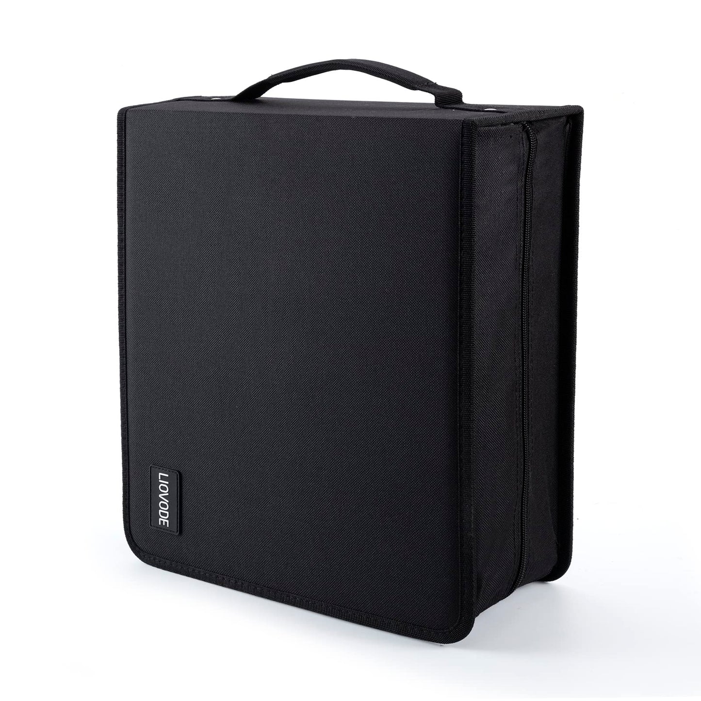 LIOVODE DVD Case 128 DVDs and 64 Booklets, CD Storage Case Holder with Booklet Inserts Binder Blu ray Media Organizer Black CD Wallet for Car (128 Capacity)
