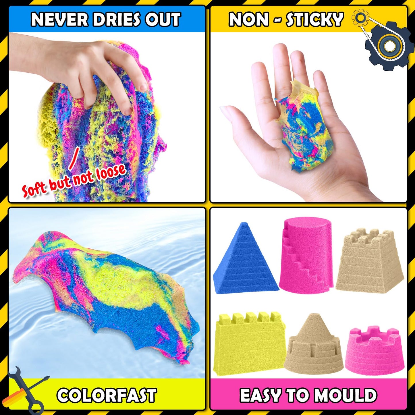 Sensory Bin - Play Sand Kit with Construction Set Toy Truck and 4lbs Magical Sand, Pretend Play Beach Sensory Toy Sandbox, Kids Gifts for Girls and Boys