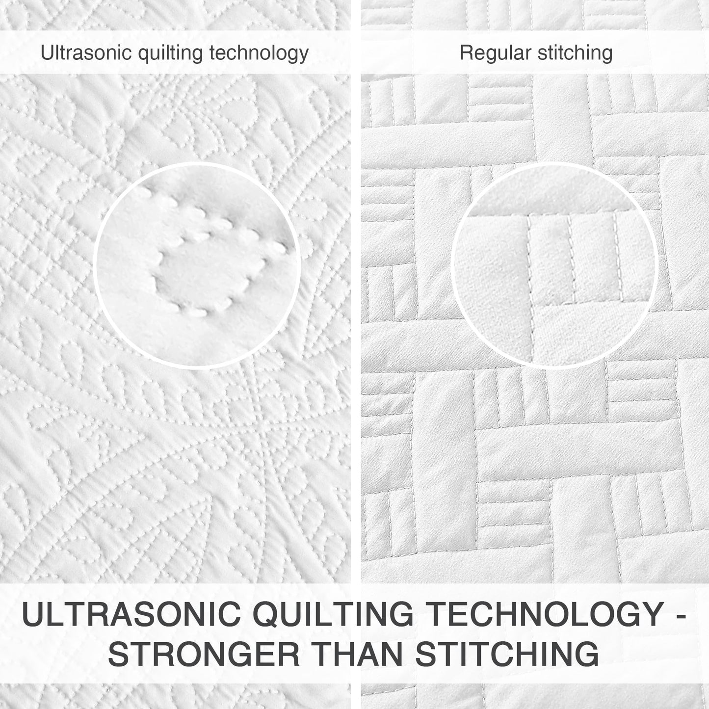 Love's cabin King Size Quilt Set White Bedspreads - Soft Bed Summer Quilt Lightweight Microfiber Bedspread- Modern Style Coin Pattern Coverlet for All Season - 3 Piece (1 Quilt, 2 Pillow Shams)
